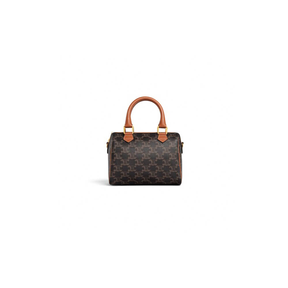 Celine Small Boston Bag in Triomphe Canvas and calfskin