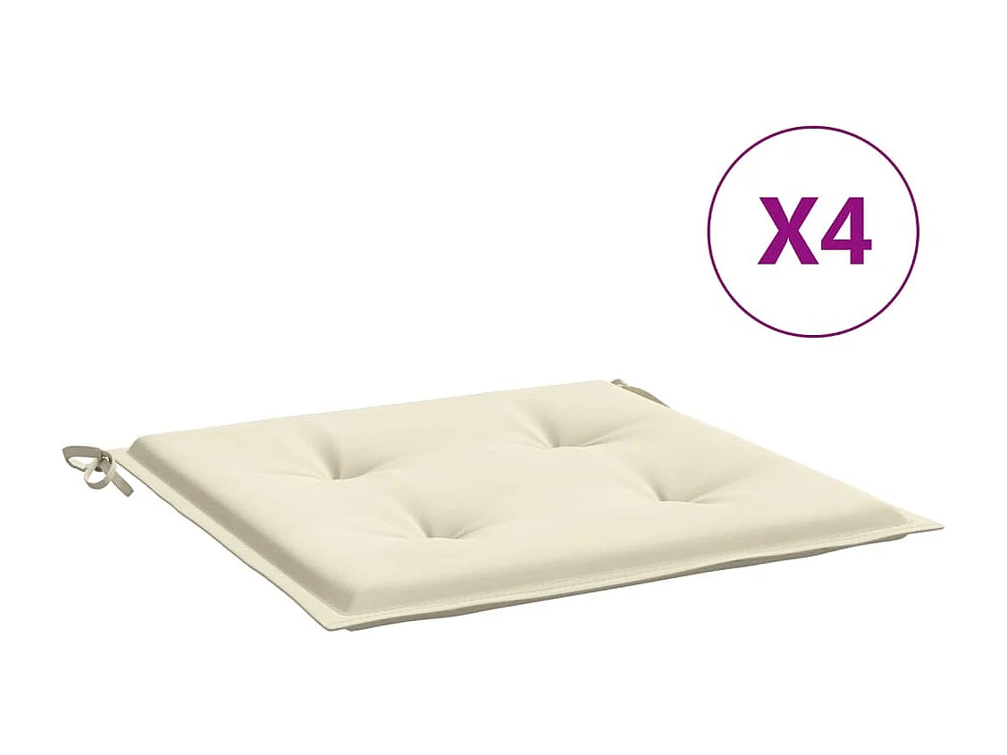 Coussins de chaise de jardin lot de 4 crème 40x40x3 cm