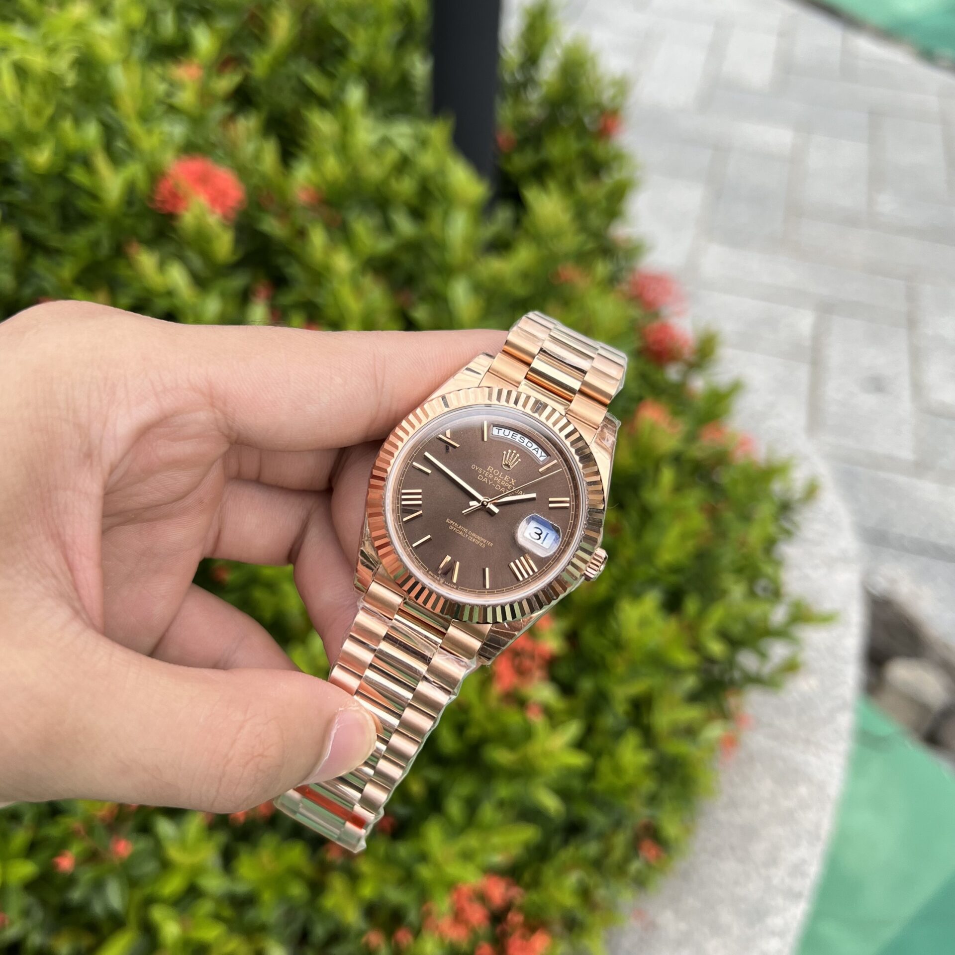 Rolex Day-Date Replica 1:1 Watch Chocolate Dial EW Factory 40mm - Top club