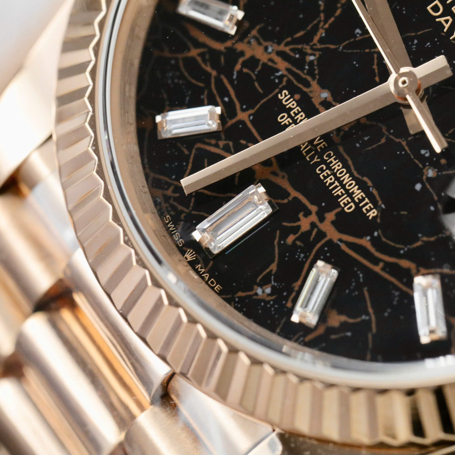 Rolex Day-Date Eisenkiesel Dial Copies Watch 18K Gold Wrapped Custom QF 36mm - Top club