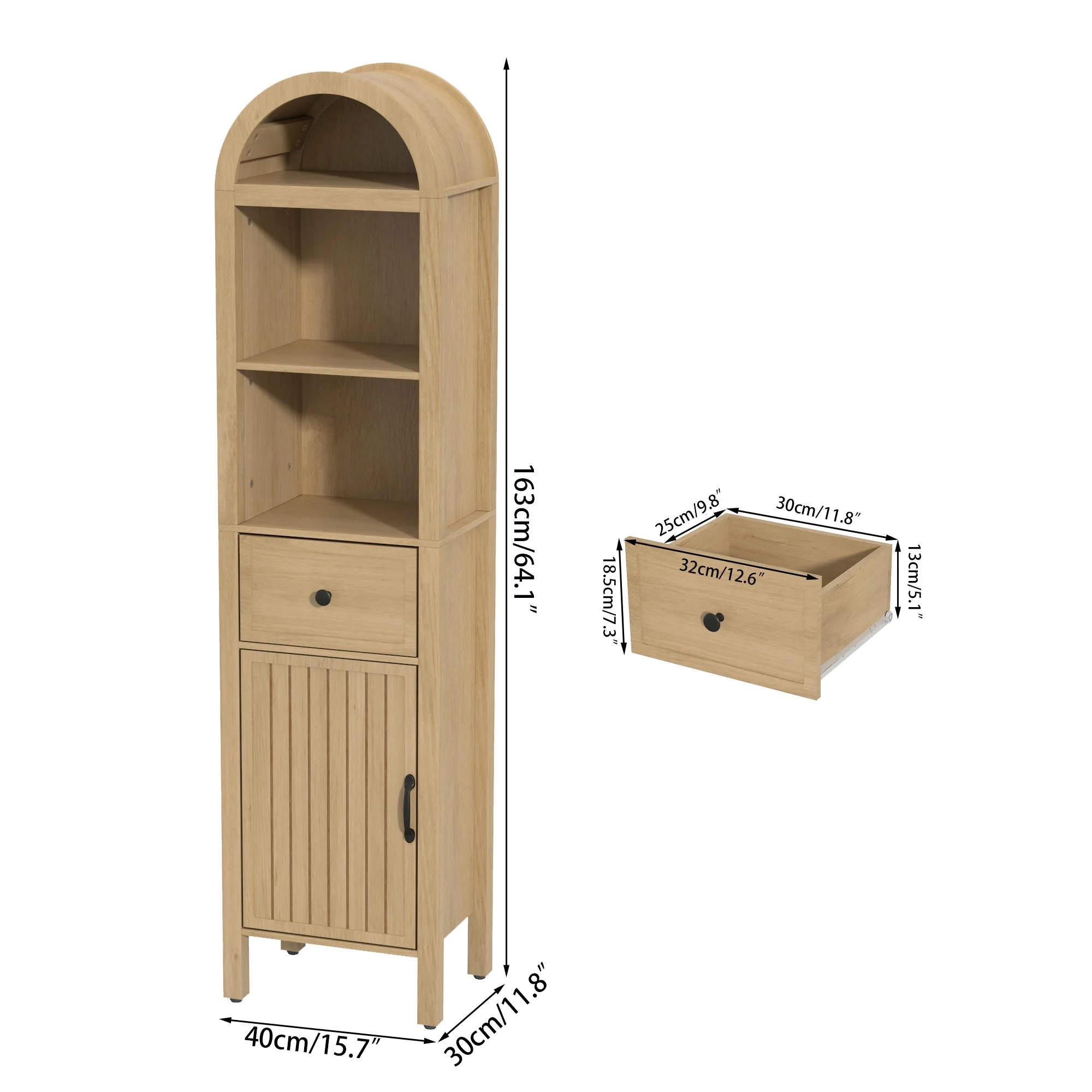 Fiogmub Tall Bathroom Storage Cabinets with Doors and Shelves, Narrow Tall Linen Cabinet with Drawer - Image 10