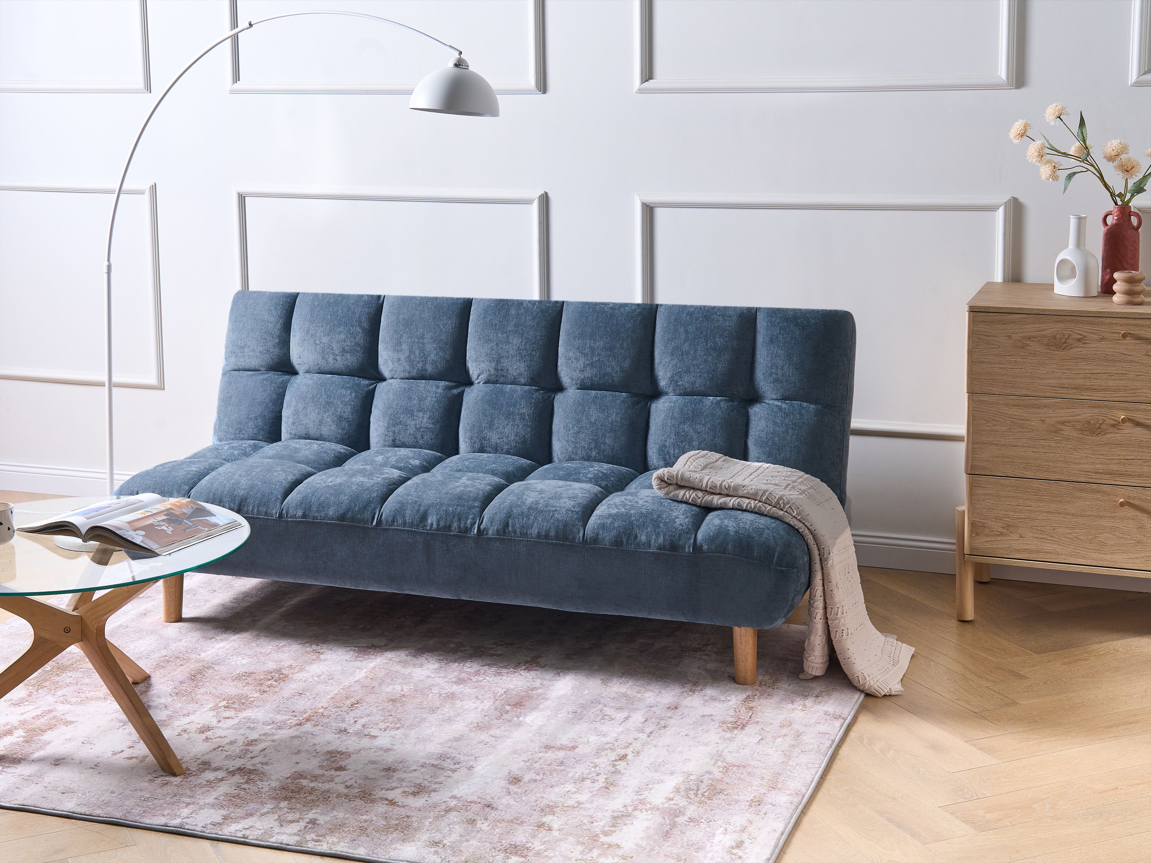Sofa Bed 2 Seater RISOR Fabric Blue