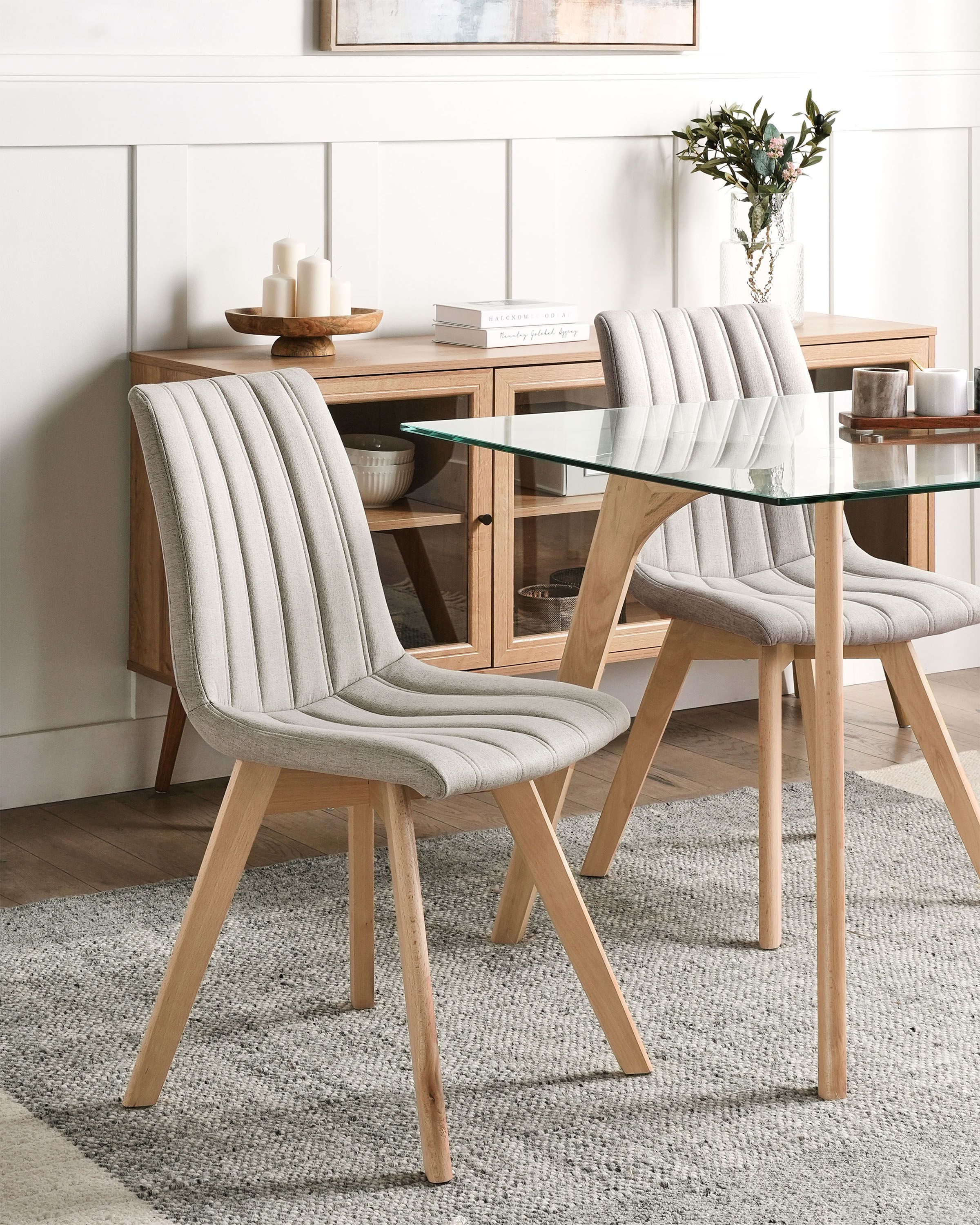 Set of 2 Dining Chairs CALGARY Fabric Light Grey