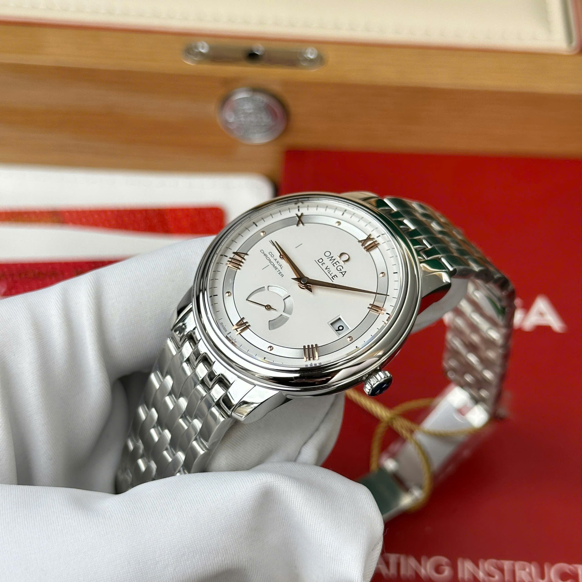 Omega De Ville Prestige Power Reserve Replica Watch White Dial Metal Wire 39.5mm - Top club