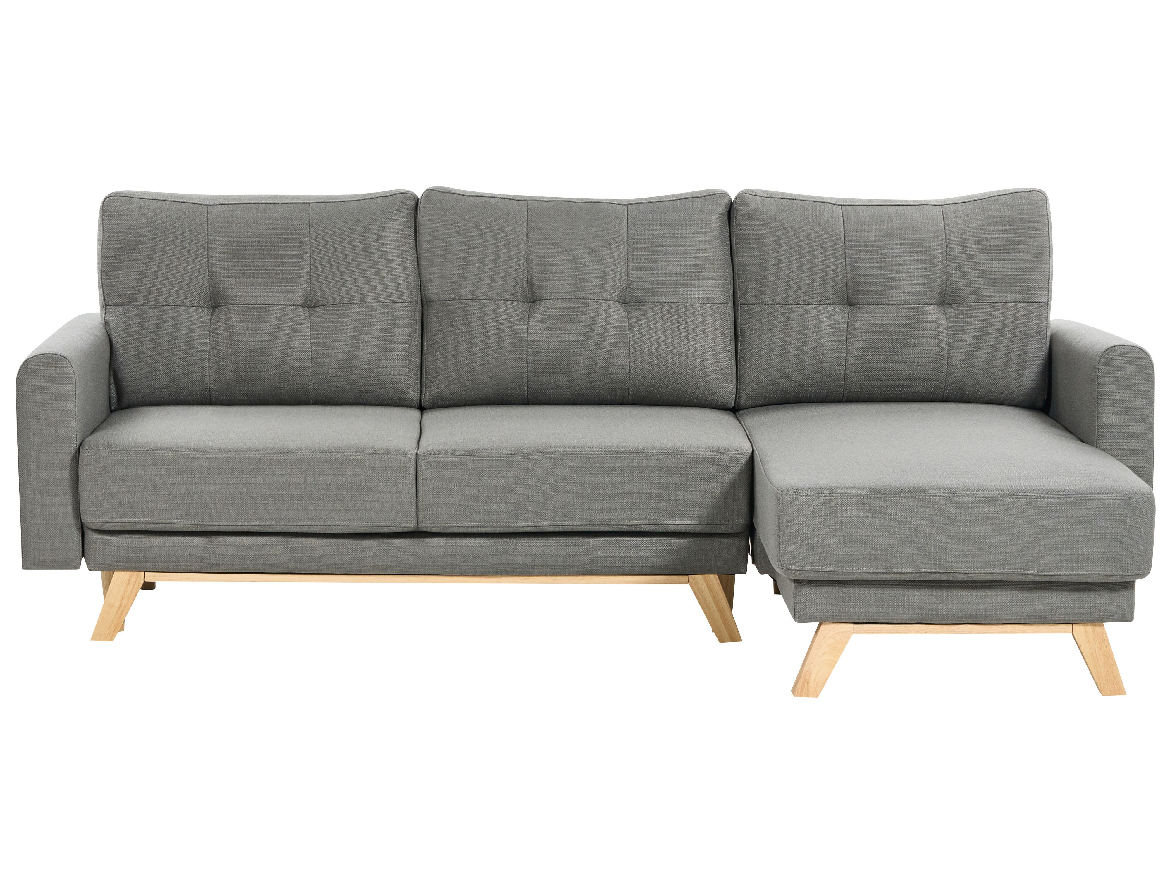 Sofa Bed 3 Seater SIRO Fabric Grey with Storage Left Hand