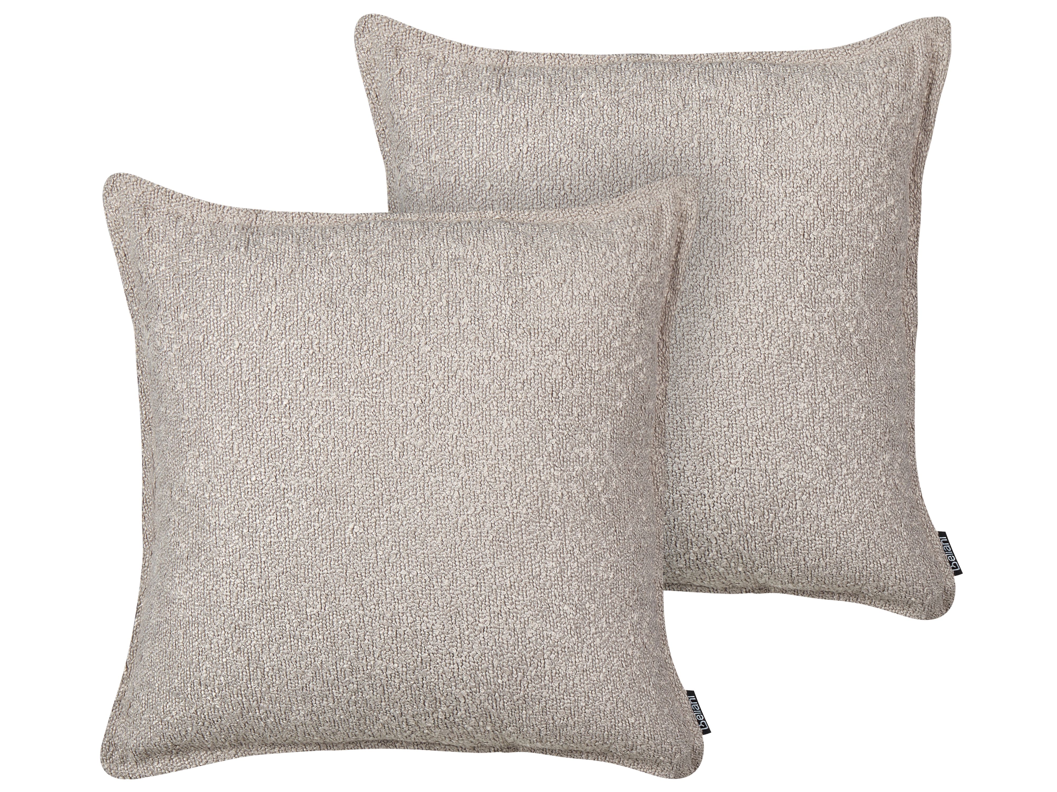 Set of 2 Decorative Cushions SENECIA Boucle 45 x 45 cm Beige Solid