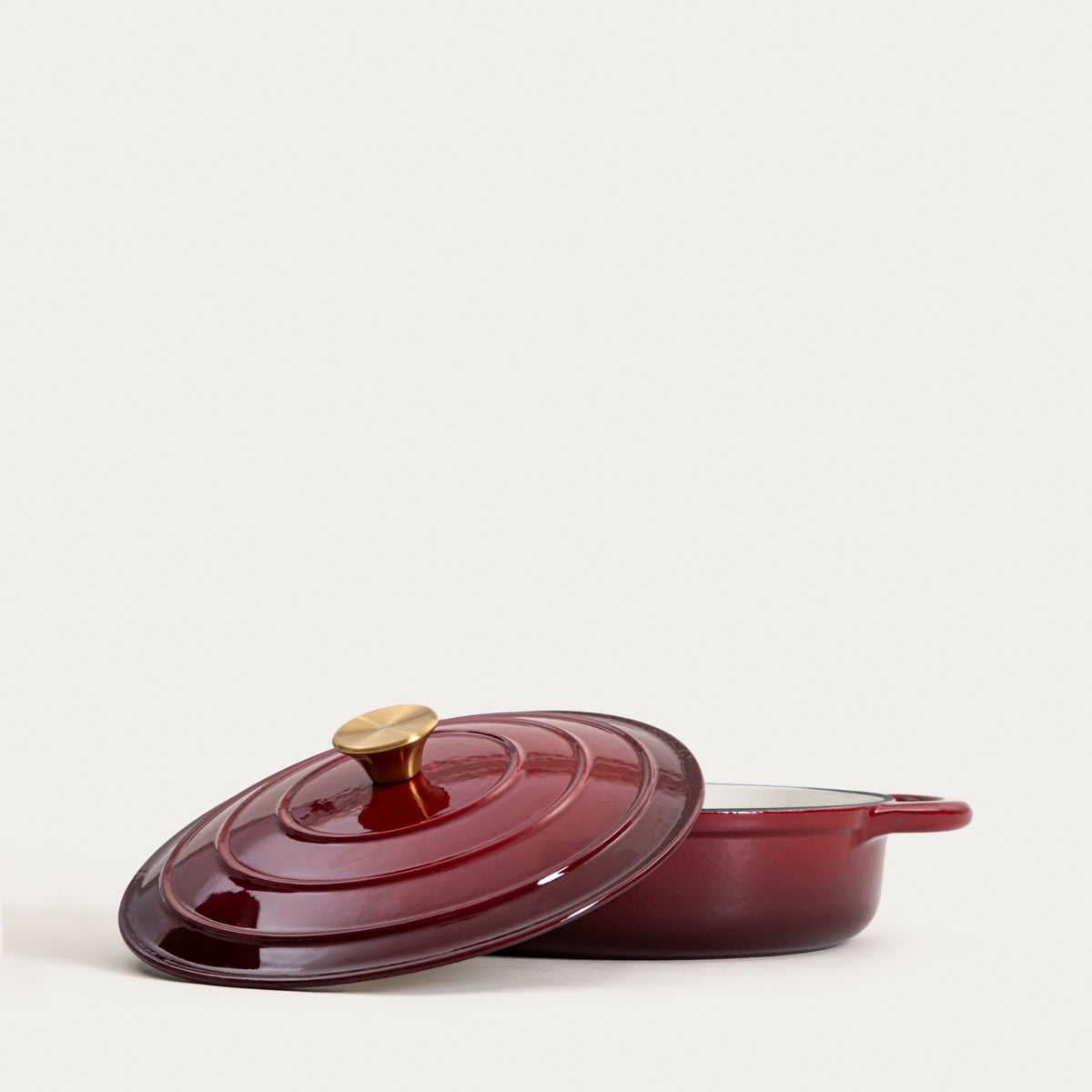 Garnek żeliwny ANDREAS bordowy płaski ombre 28 cm 2,5 l