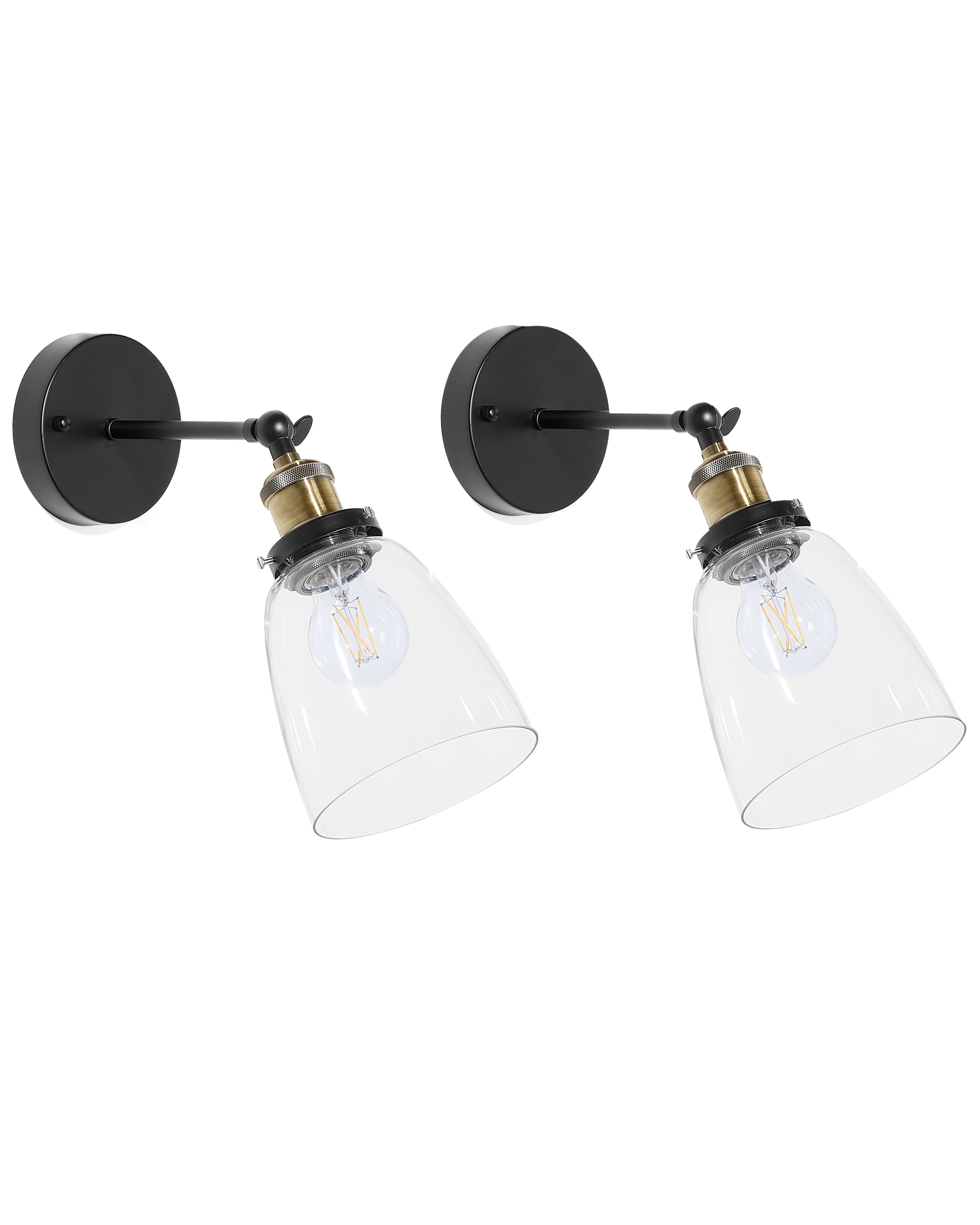 Set of 2 Wall Lamps LOVAT Adjustable Metal Transparent Black