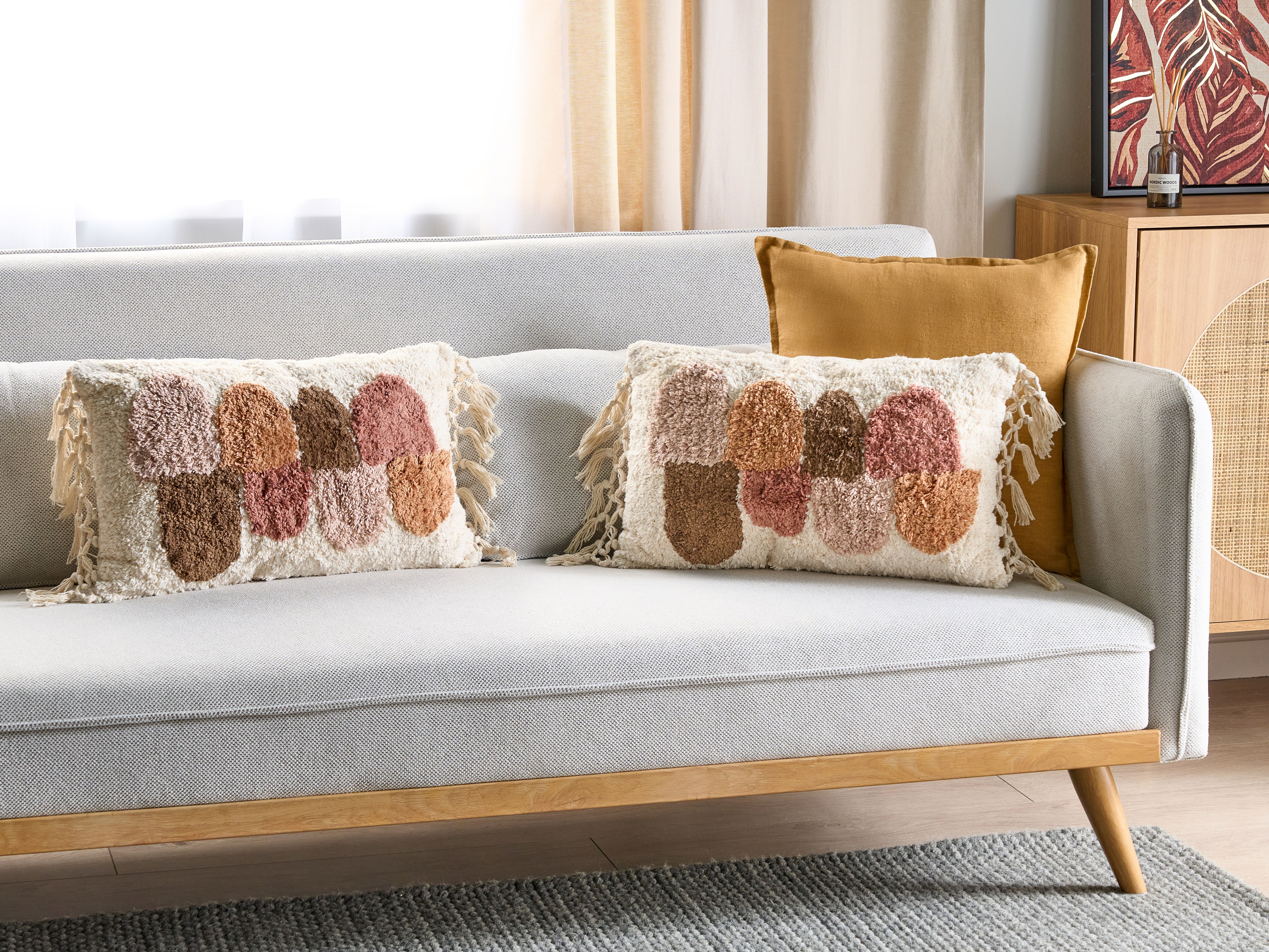 Set of 2 Decorative Cushions CALTHA Cotton 30 x 50 cm Beige Abstract Pattern