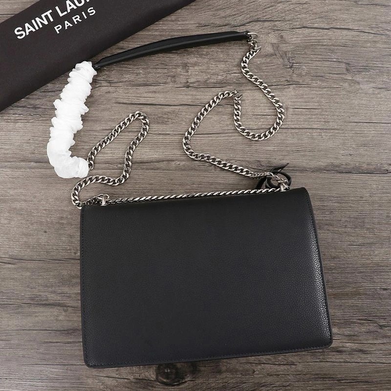 Saint Laurent Medium Sunset Chain Bag In Textured Leather Black Silver - Zealreplica ru | Zealreplicaru.com1:1High-quality replica