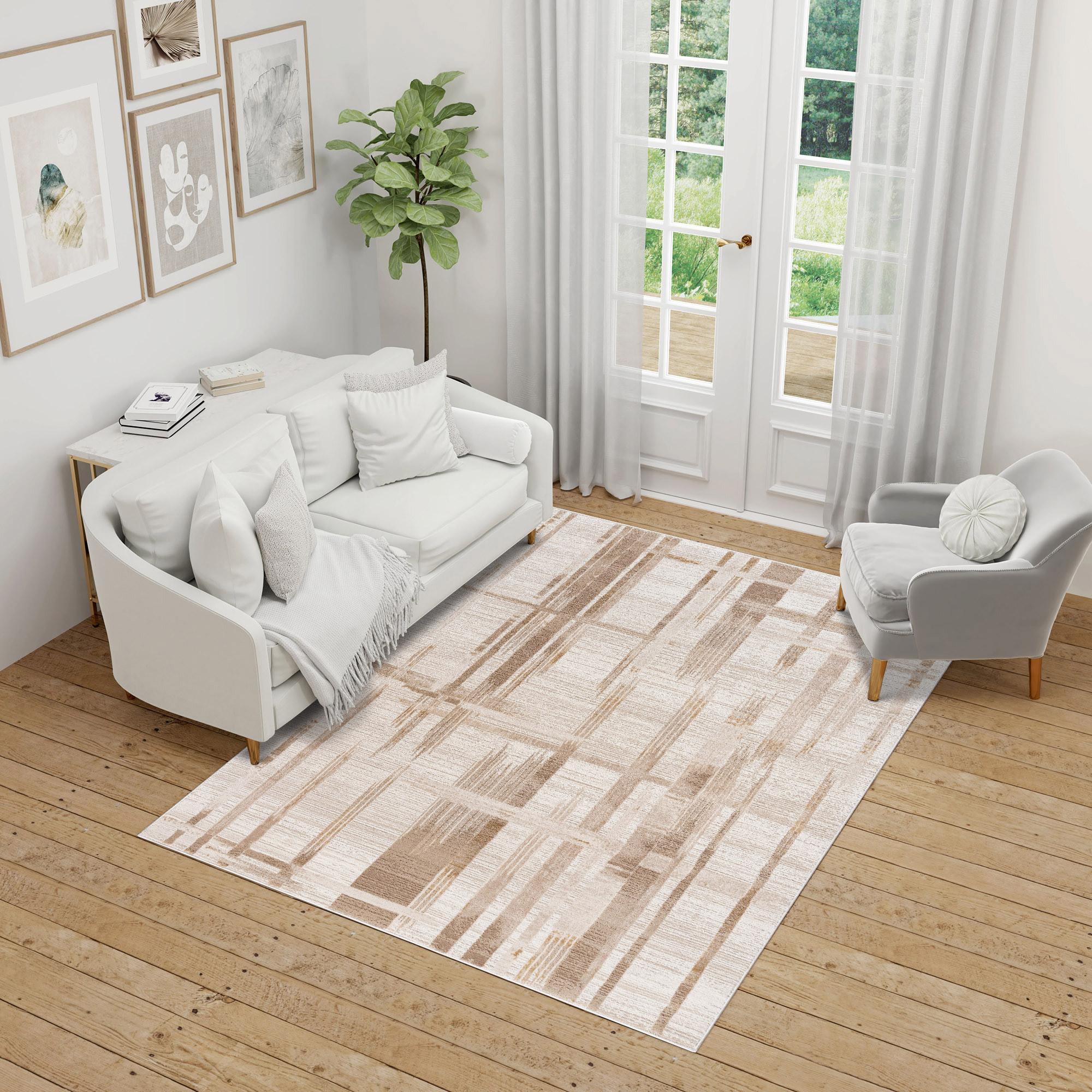 Eden Area Rug, Clea Beige, 5’3” x 7’