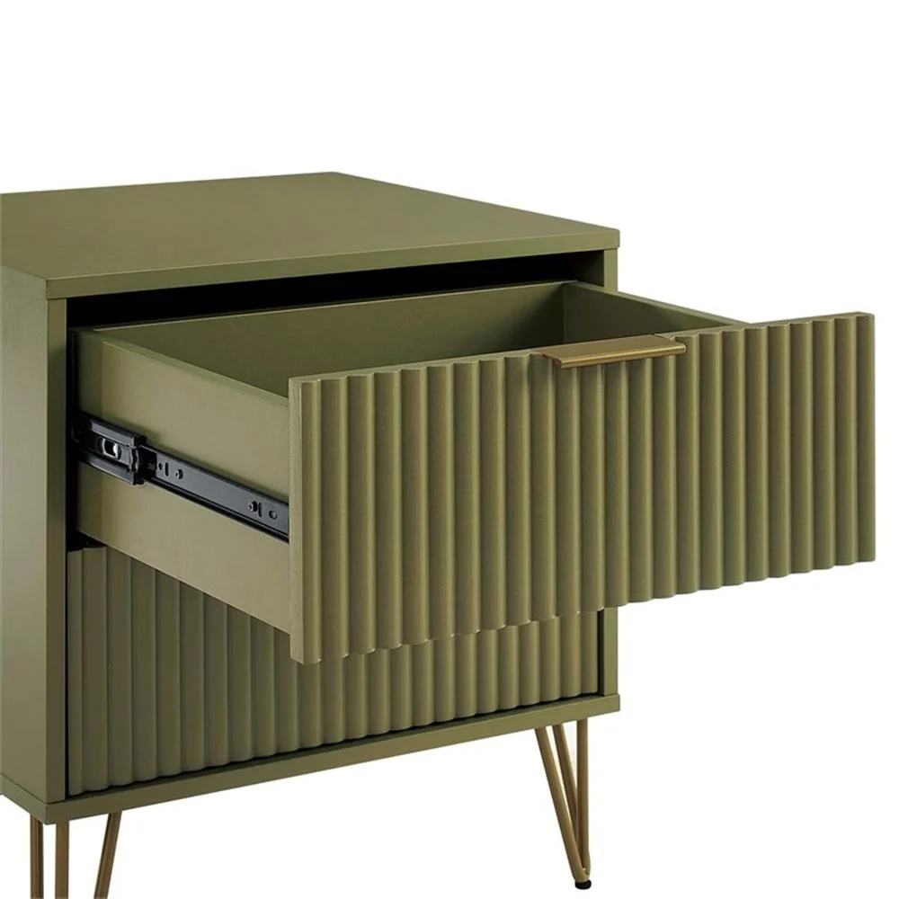 Pemberly Row Nightstand from Engineered Wood in Olive Green - Set of 2 - Image 4