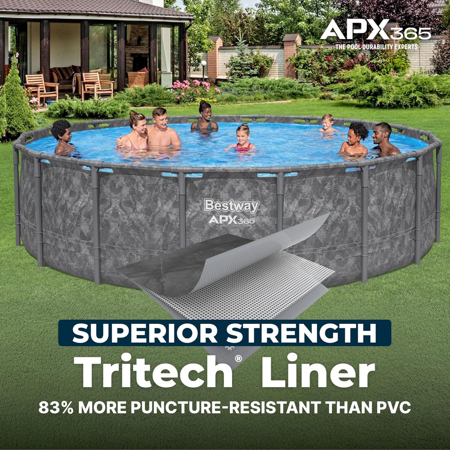 Bestway Above Ground Pool Set, 18 ft x 52 in, Dark Marble - APX 365 - Image 7 Bestway Above Ground Pool Set, 18 ft x 52 in, Dark Marble - APX 365 - Image 7