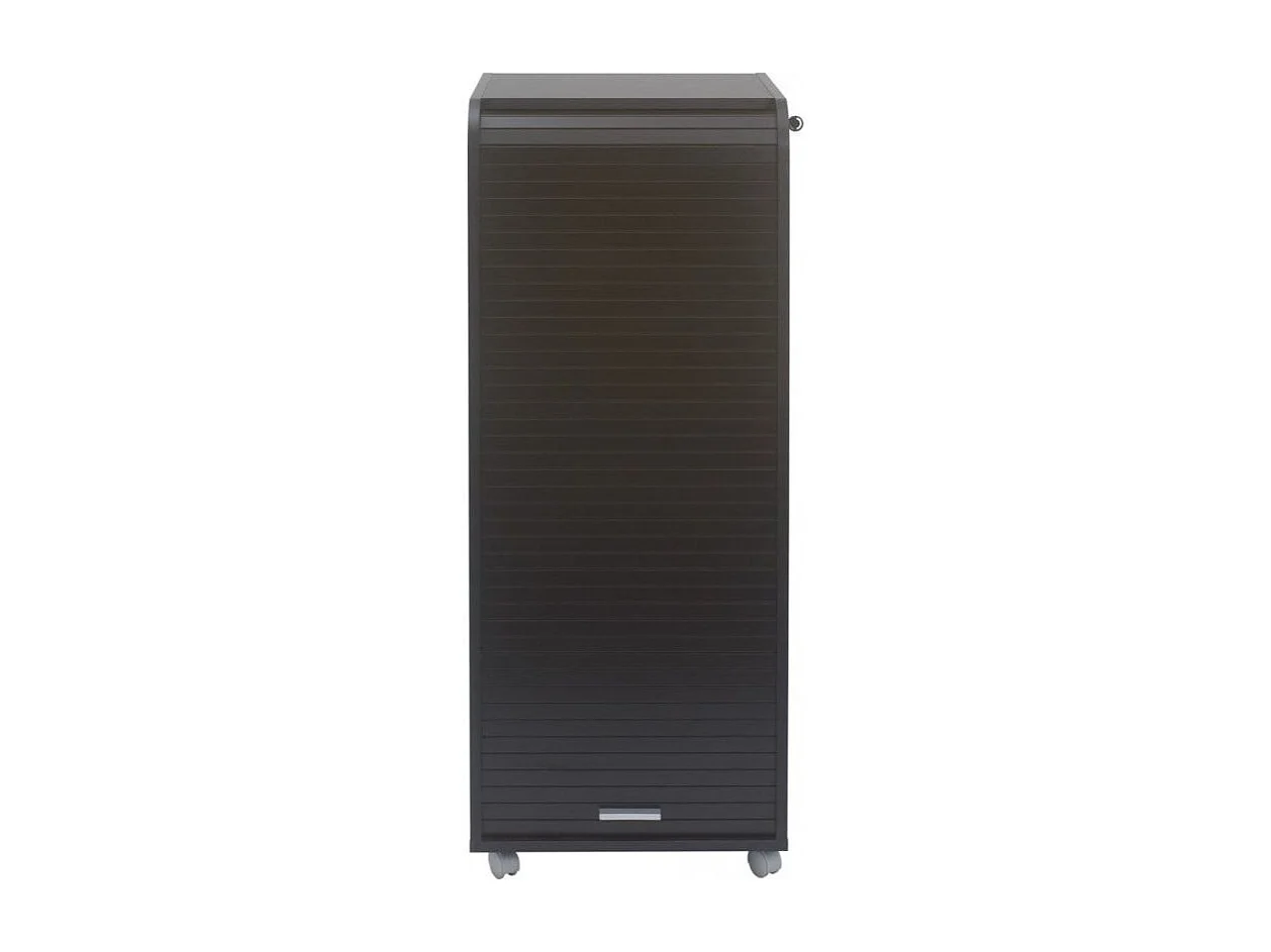 Grand caisson à rideau sur roulettes 3 tiroirs noir Orga 108cm