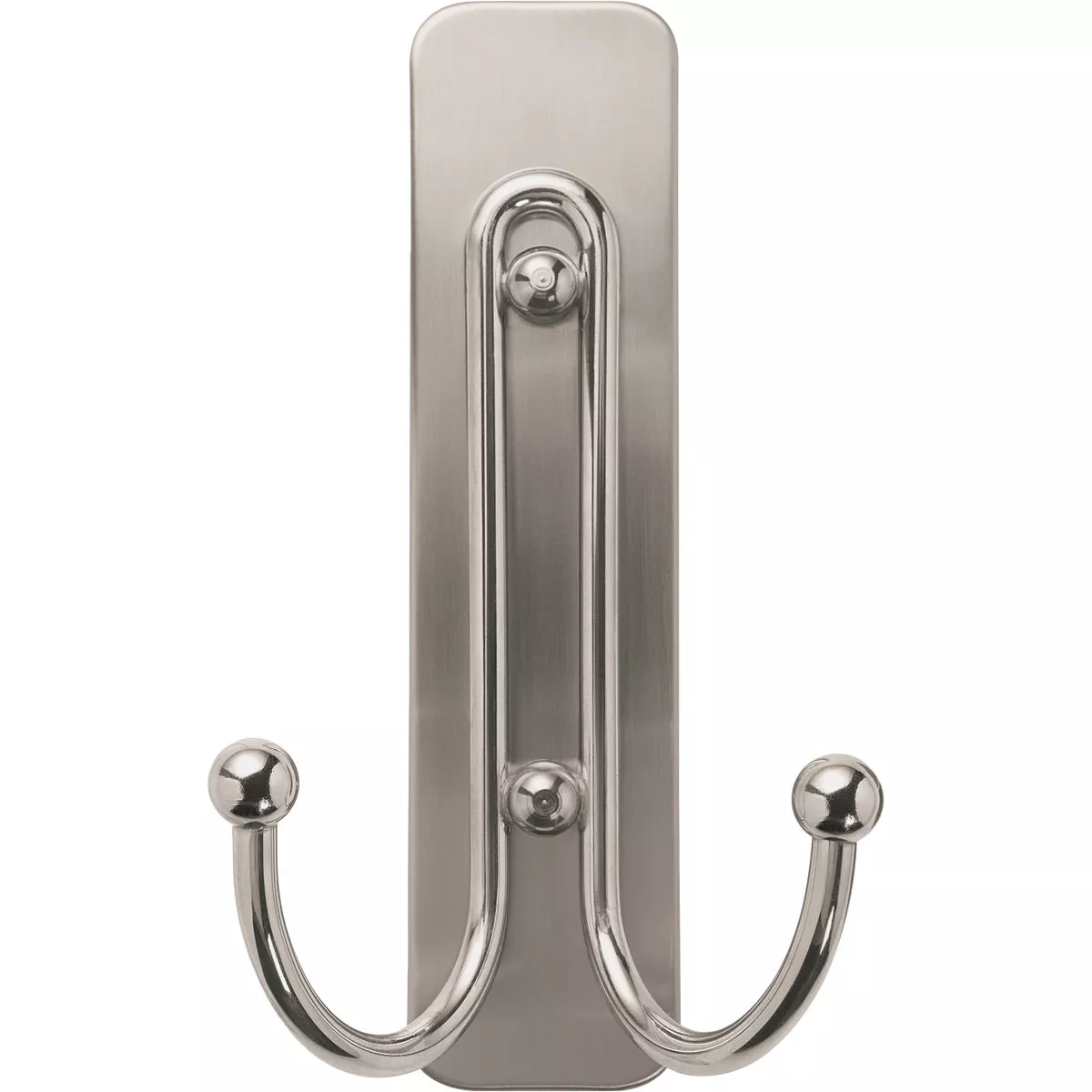 Command Large Decorative Double Hook, Brushed Nickel, 1 Hook, 1 Strip