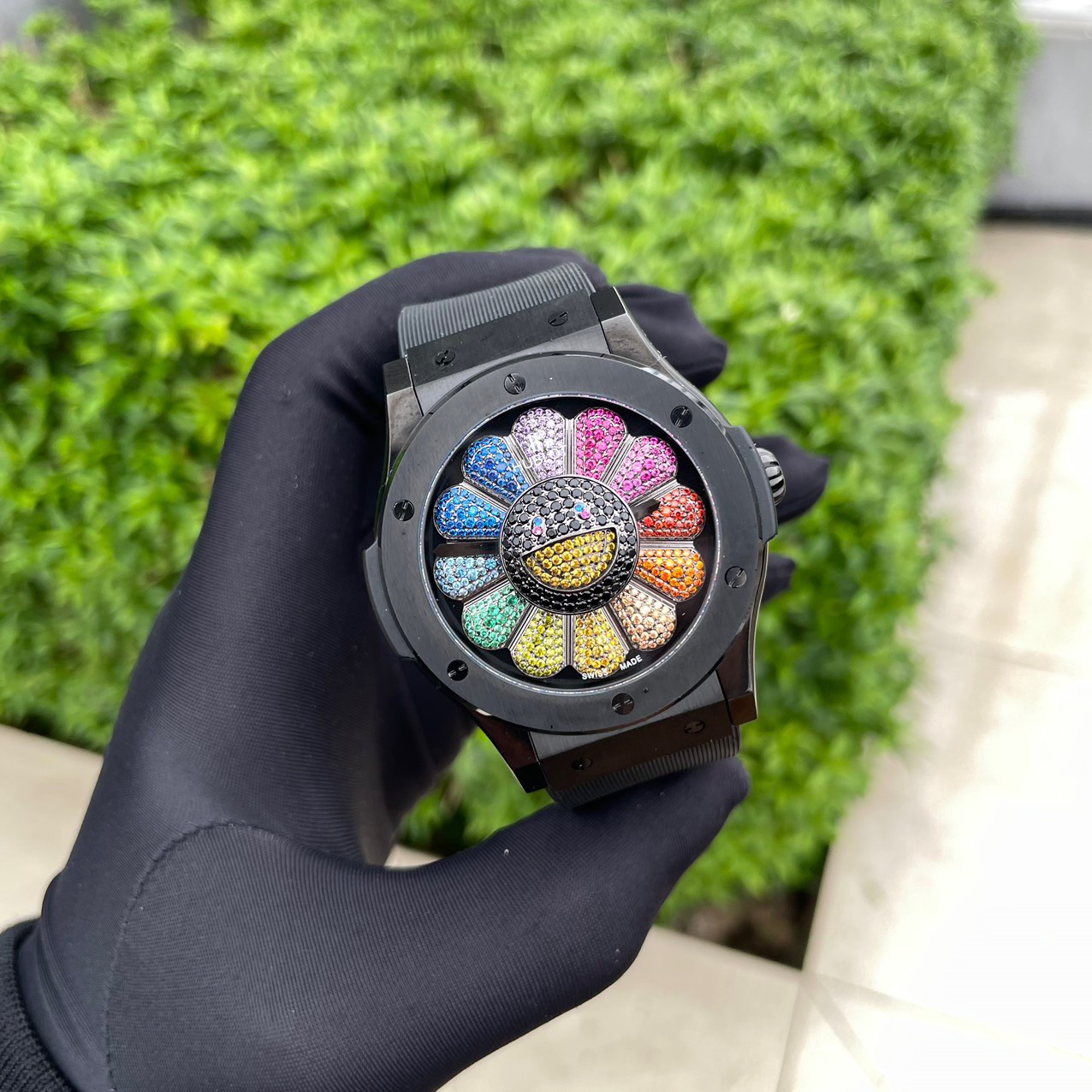 Hublot Replica Watch Takashi Murakami Rainbow Ceramic Rubber Strap 45mm - Elite Watch Atelier