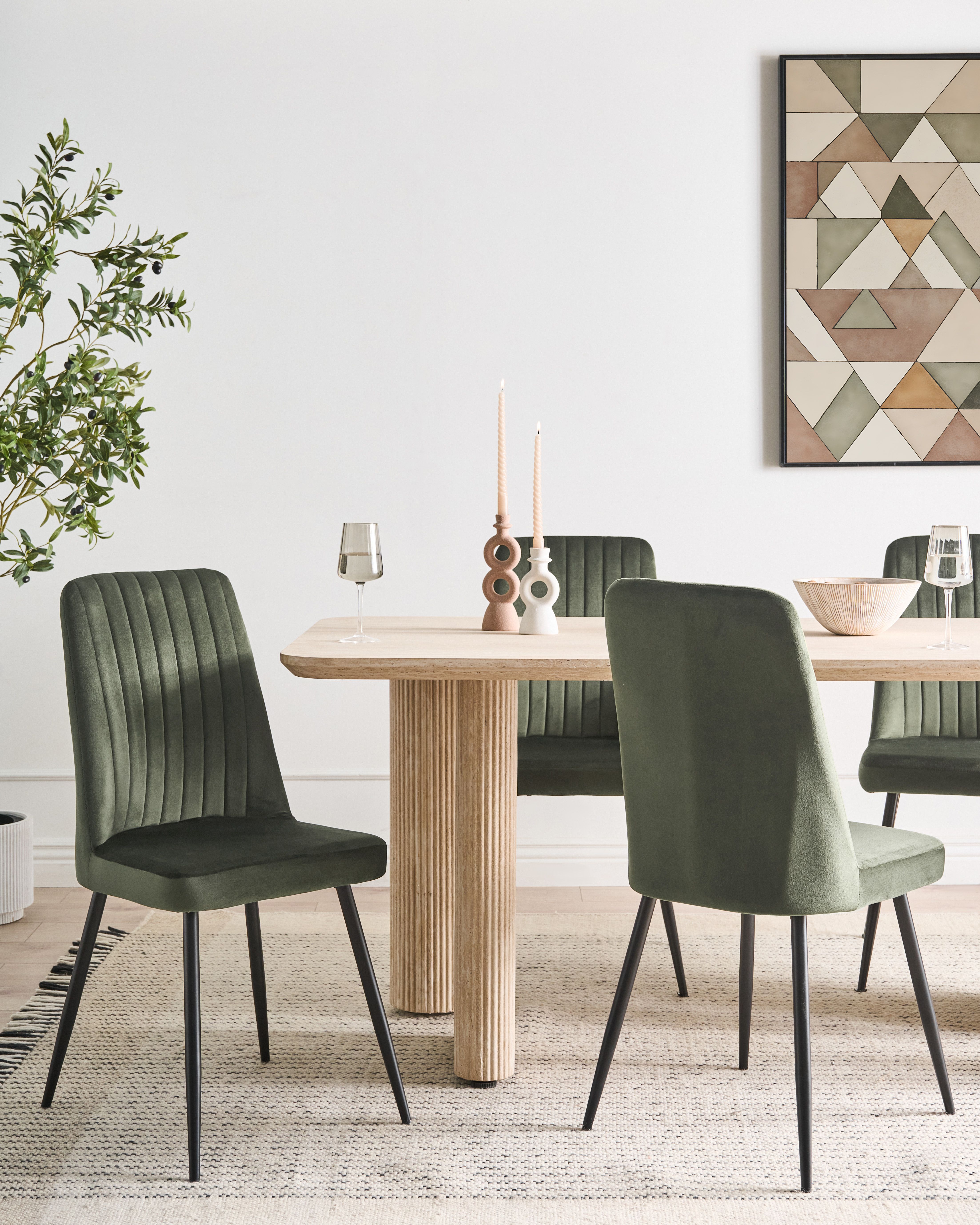 Set of 4 Dining Chairs KIRBY Velvet Dark Green