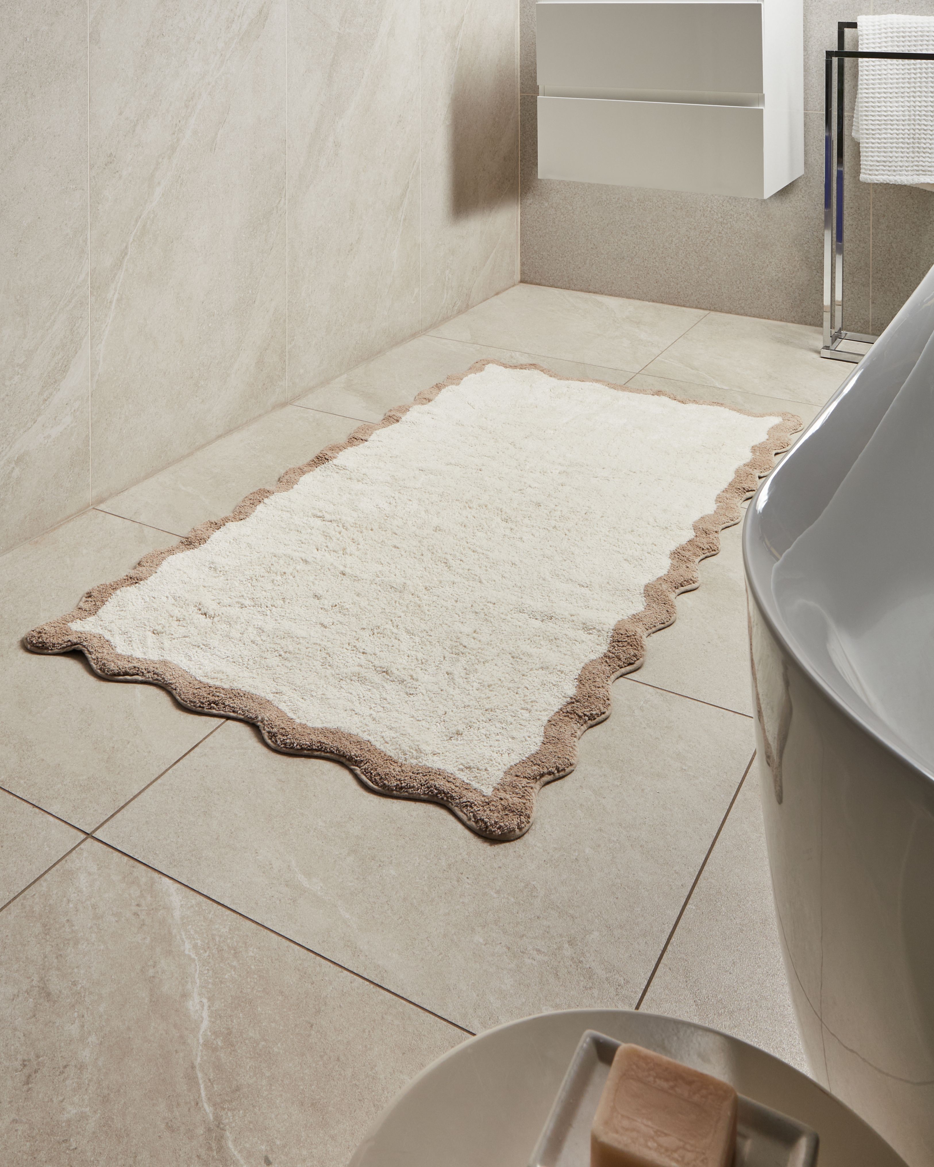 Bath Mat NANGAL Brown/ Beige 80 x 150 cm Cotton