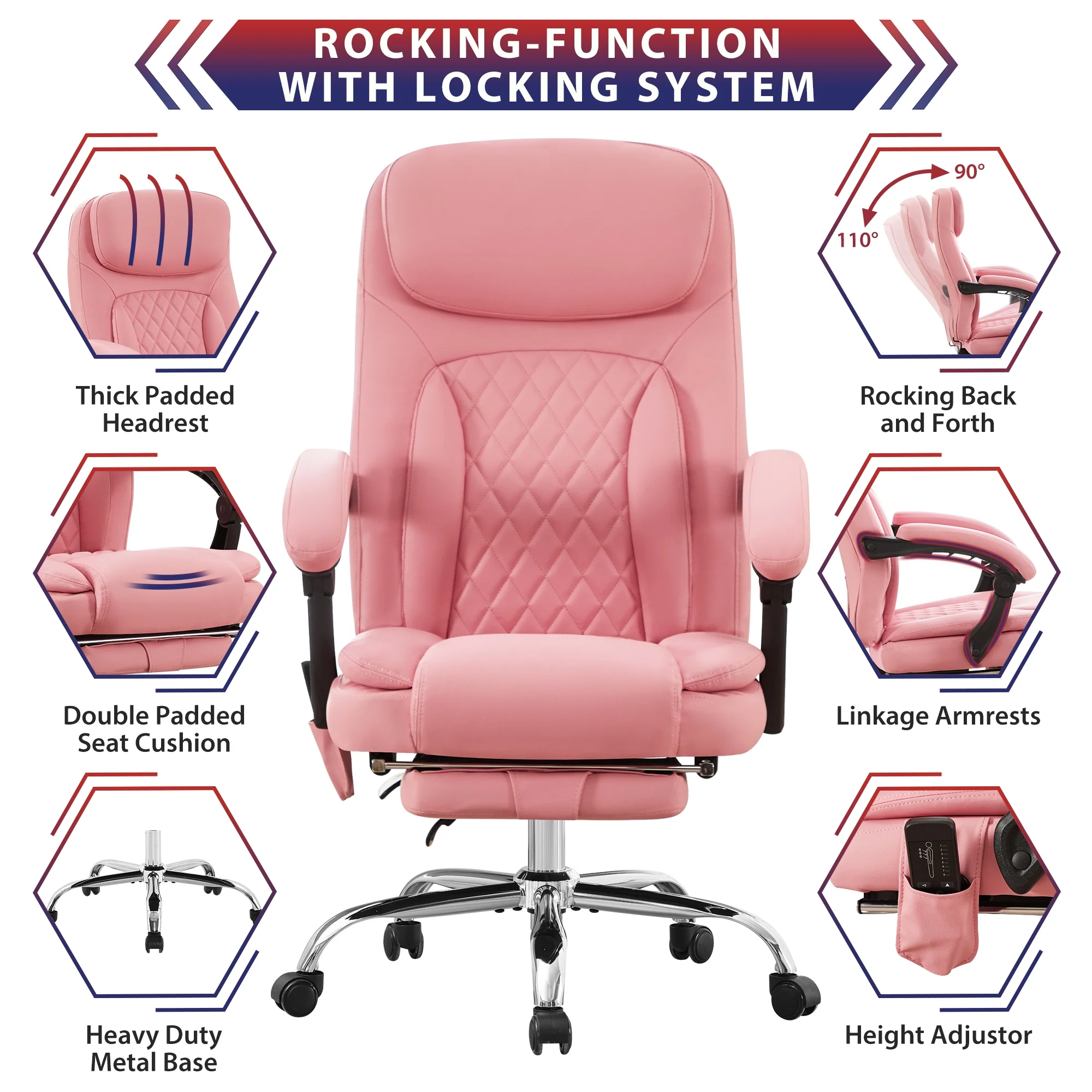 JONPONY Big and Tall Office Chair 500LBS Executive Office Chair Massage and Footrest Ergonomic Computer Desk Chair Reclining High Back Leather Office Chair Lumbar Back Support Swivel Rolling,Black - Image 27