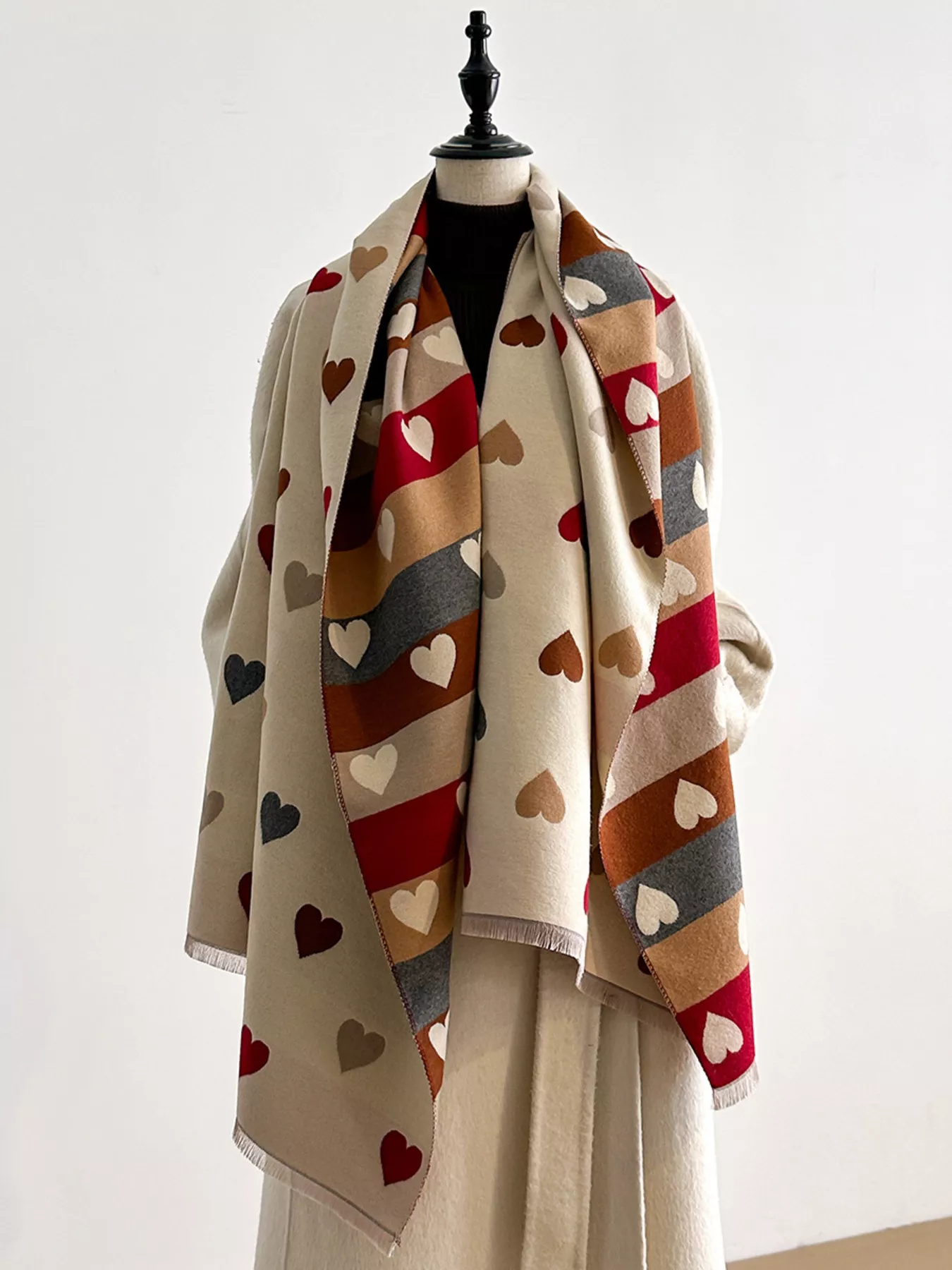Heart Pattern Warm Scarf - ZKZOOK