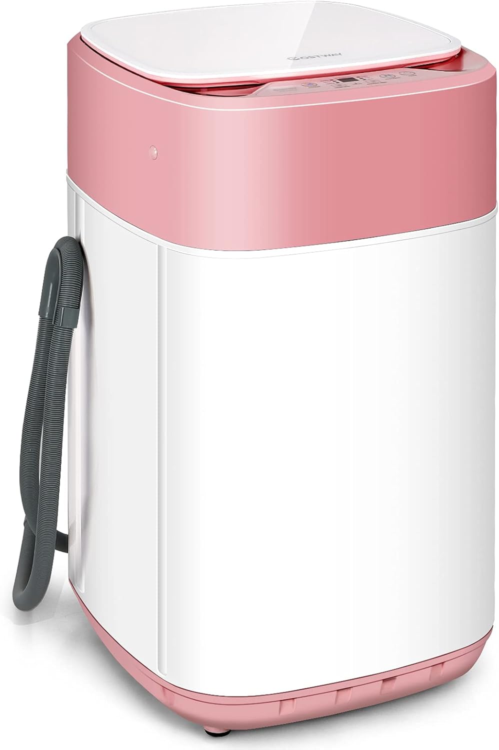 COSTWAY Portable Washing Machine, 8 Lbs Capacity, Built-in Drain Pump, Compact Laundry Washer with 6 Programs, 6 Water Levels, Child Lock, Full-Automatic washer for RV, Dorm, Apartment, Pink