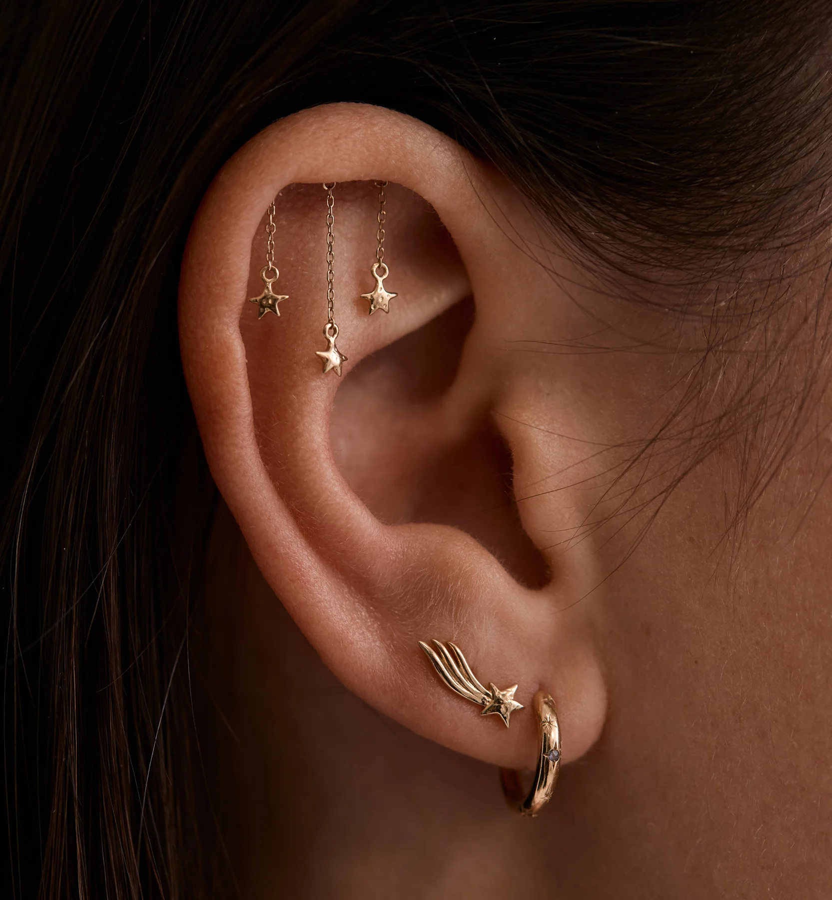 Single Meteor Stud Earring 14K