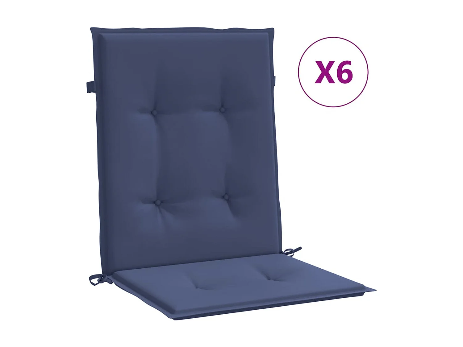 Coussins de chaise à dossier bas lot de 6 bleu marine tissu