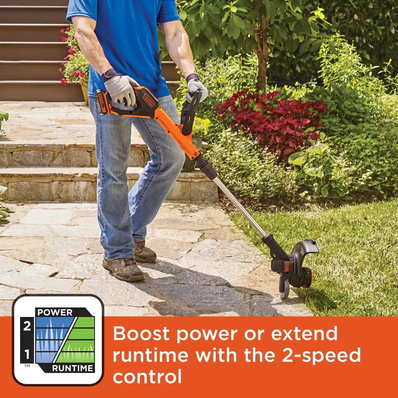 BLACK+DECKER 20V Max Cordless Trimmer/Edger With Easy Feed, 12-Inch, 2 Batteries - LSTE520 - Image 3 BLACK+DECKER 20V Max Cordless Trimmer/Edger With Easy Feed, 12-Inch, 2 Batteries - LSTE520 - Image 3