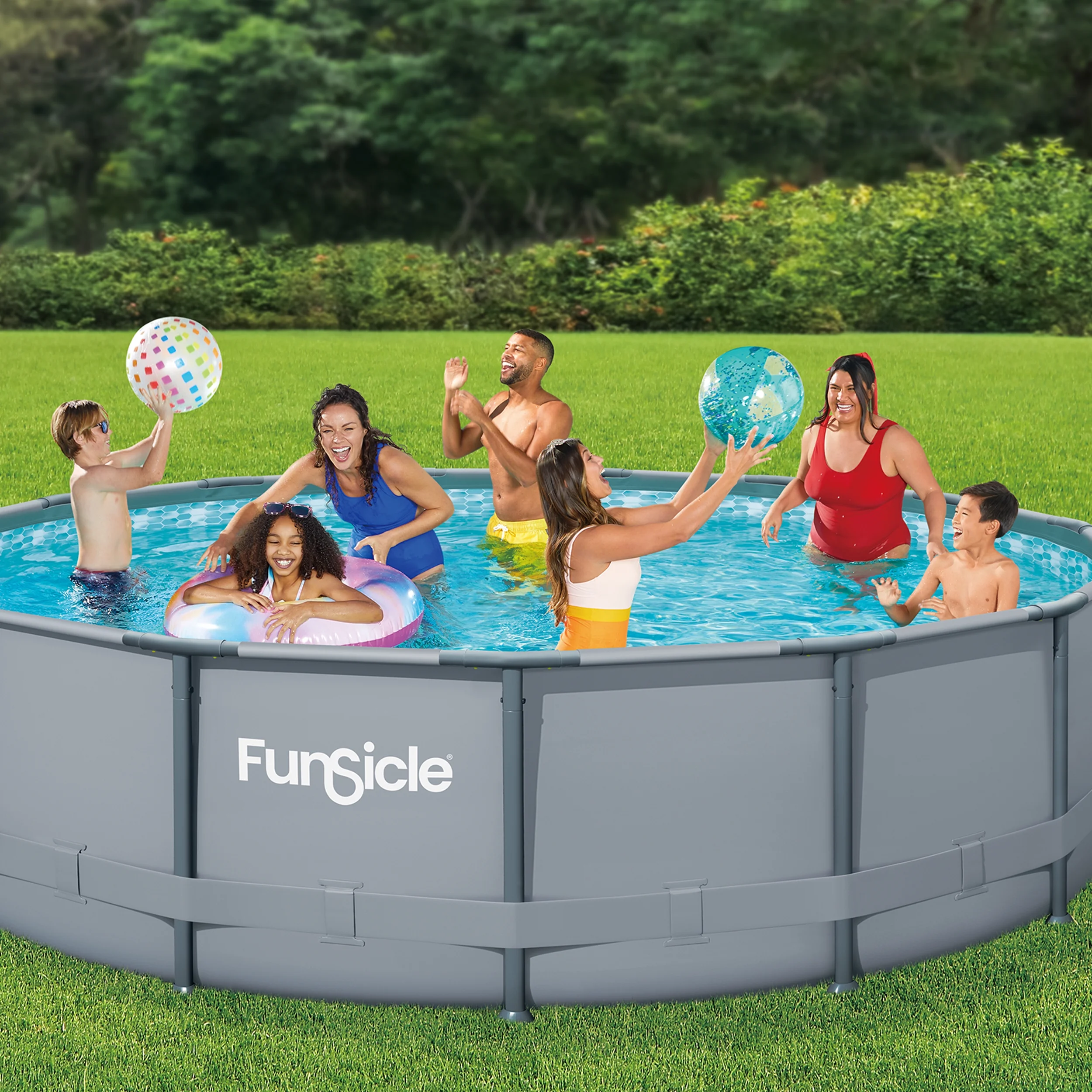 Funsicle 15ft Oasis Round Above Ground Metal Frame Swimming Pool, Includes SkimmerPlus Pump, Age 6 & up - Image 3