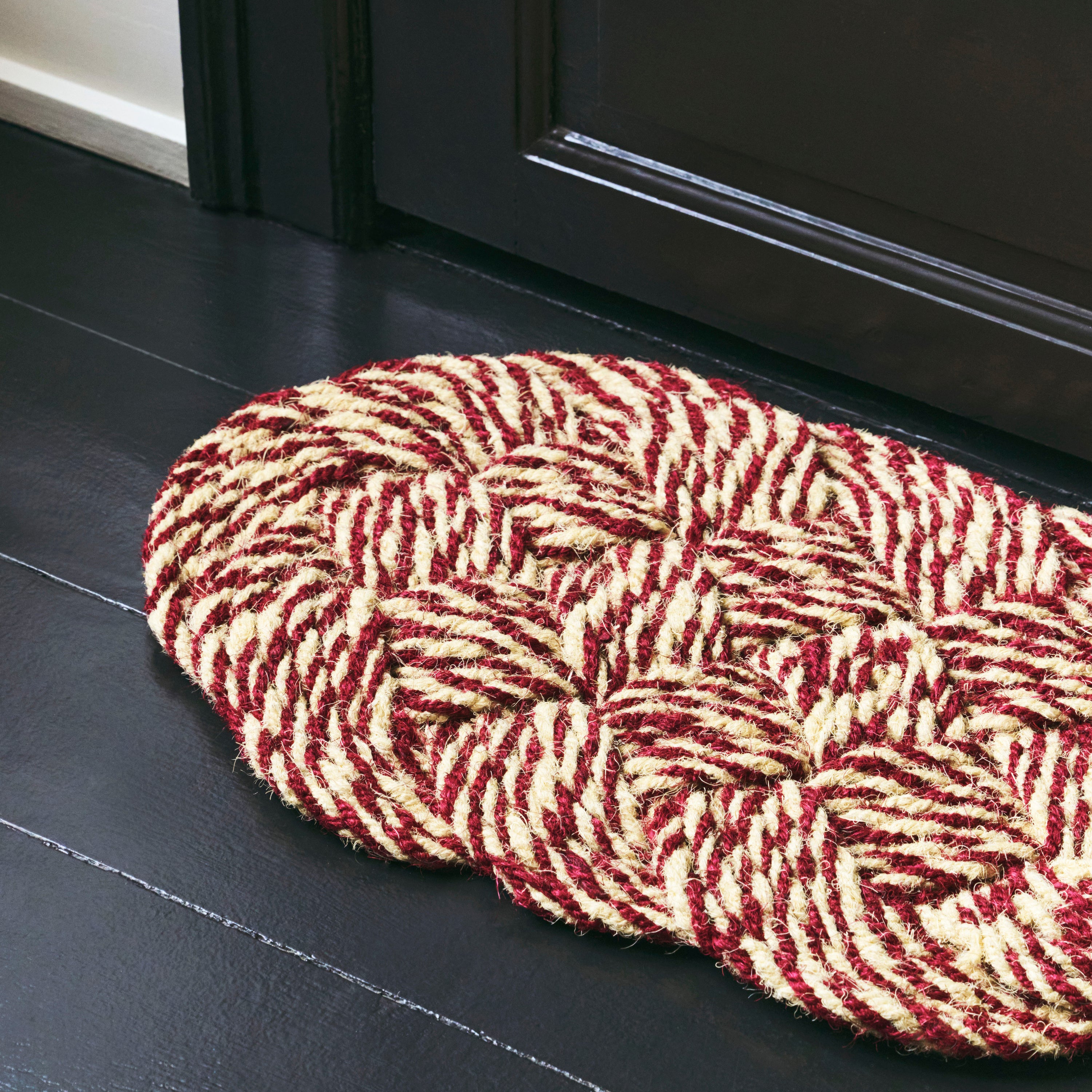 HAY Coco Swirl Deurmat - Bordeaux / Off-White