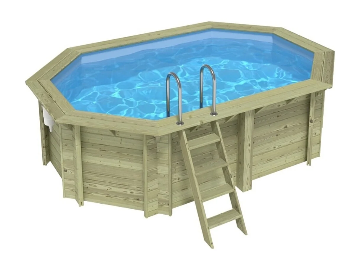 Piscine en bois NEMO 4.3 x 3 - H.1.18 m, bleu pâle, fixations à sceller - BAS7302OSPI - ALTANKA