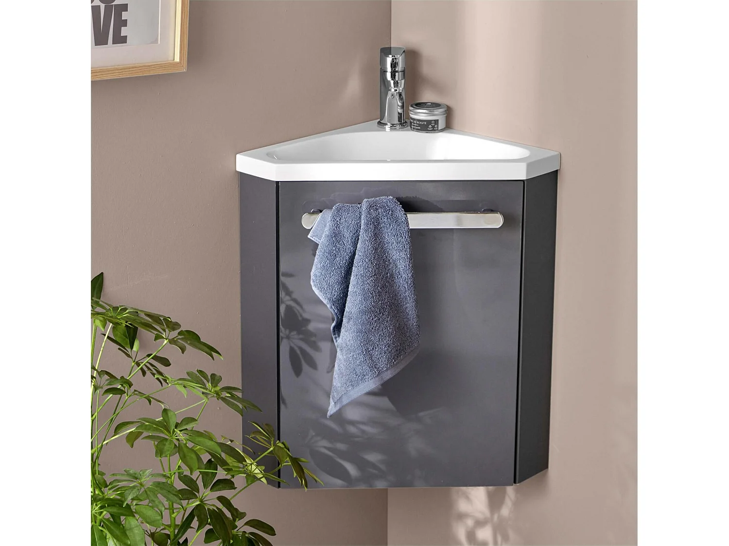 Meuble lave-mains SKINO + robinet chromé