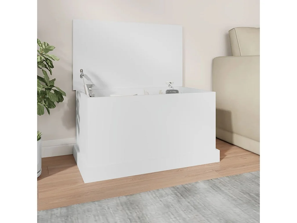 Boîte de rangement blanc 70x40x38 cm bois d'ingénierie