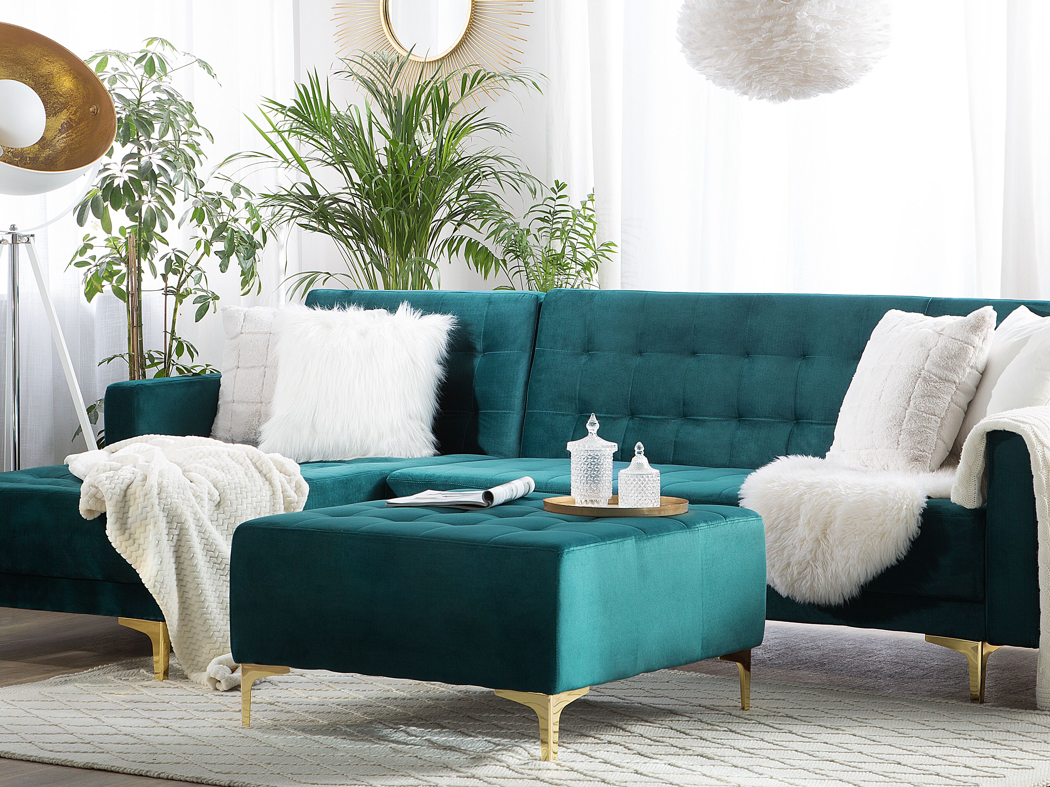 Ottoman ABERDEEN Velvet Teal