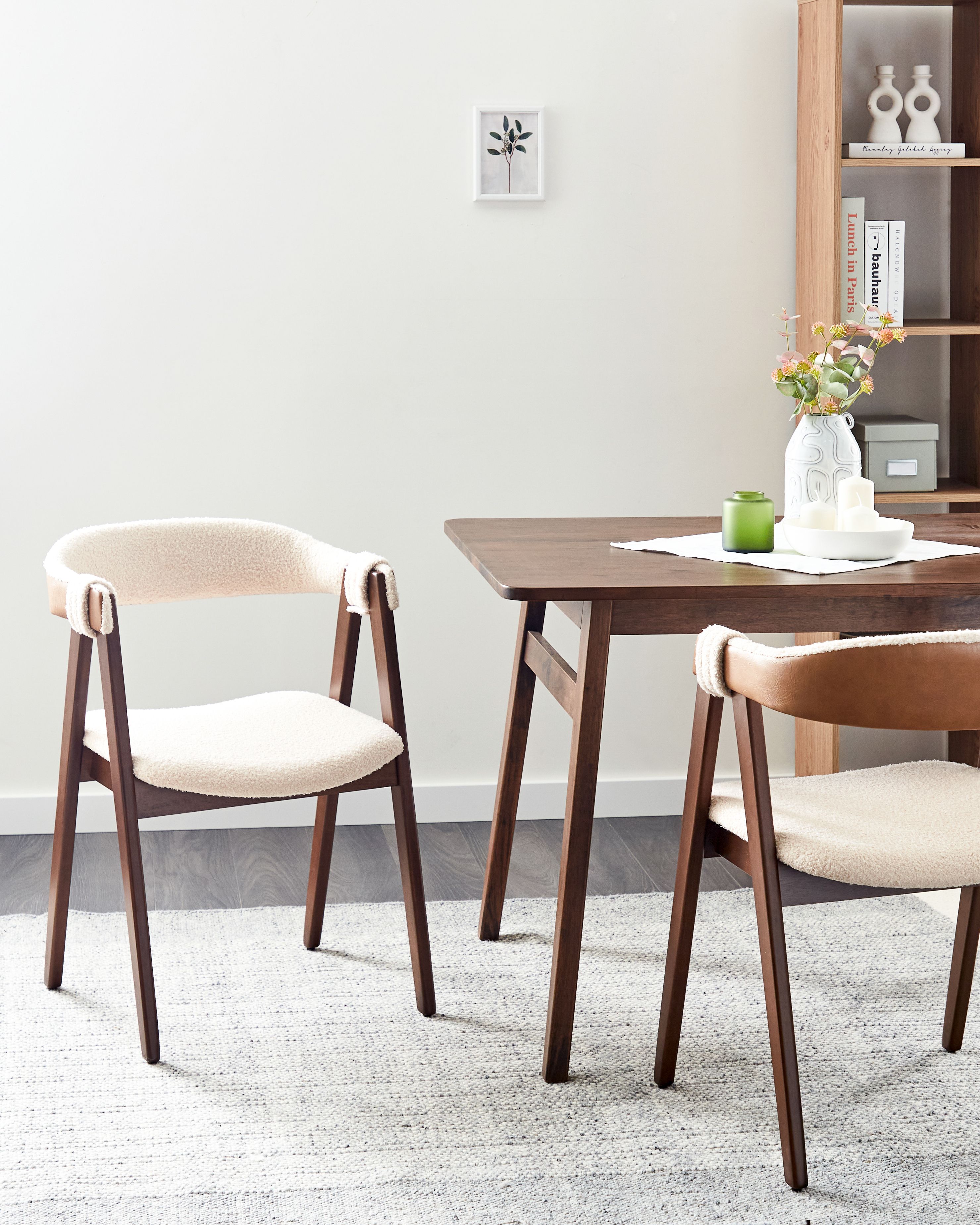 Set of 2 Dining Chairs DAY Boucle Dark Brown/ Beige
