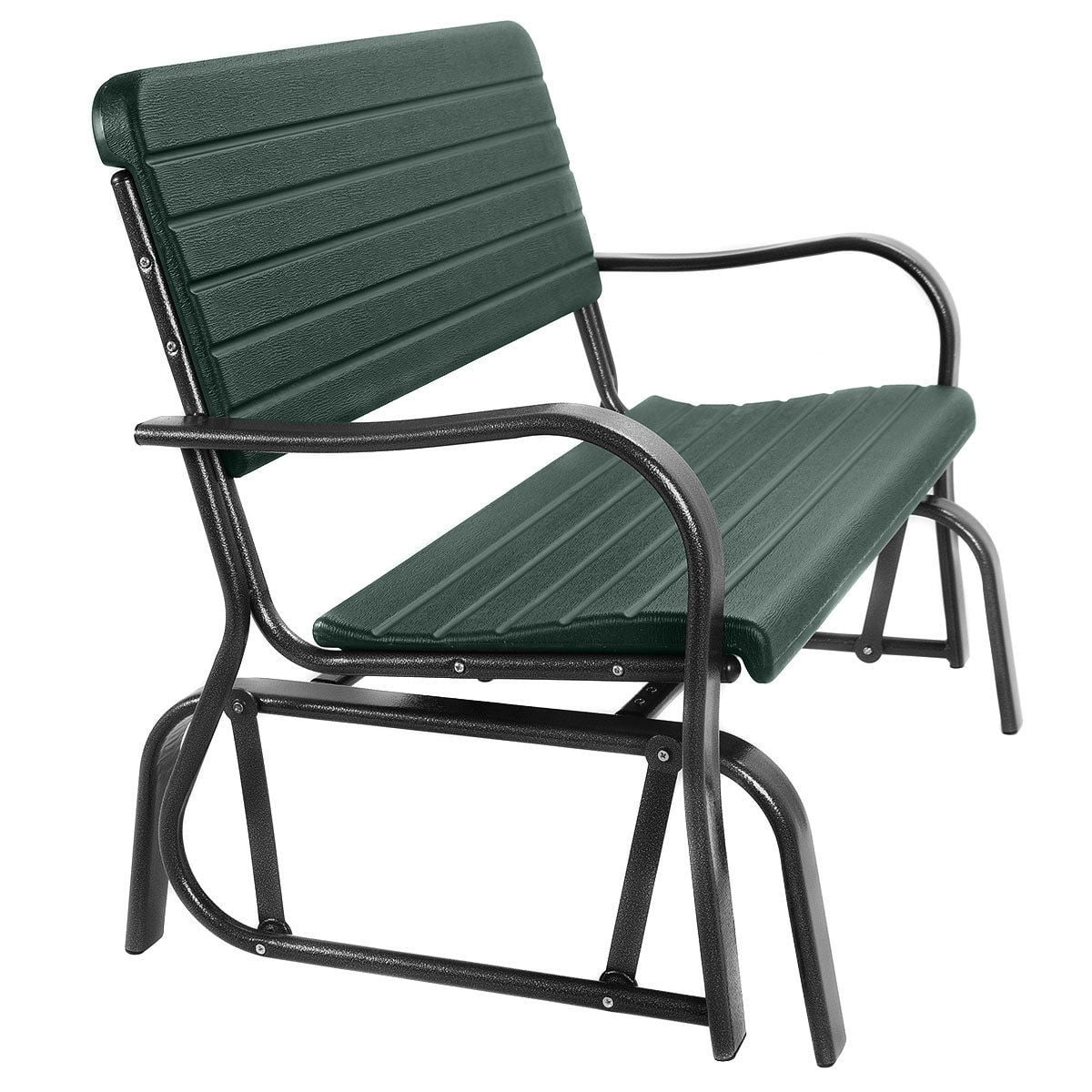 Costway Outdoor Patio Swing Porch Rocker Glider Bench Loveseat Garden Seat Steel - Image 9