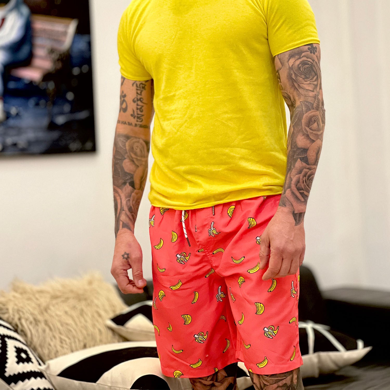 Men's Beach Shorts Swimming Trunks Mesh Lining Shorts with 2 Pockets Quick Dry