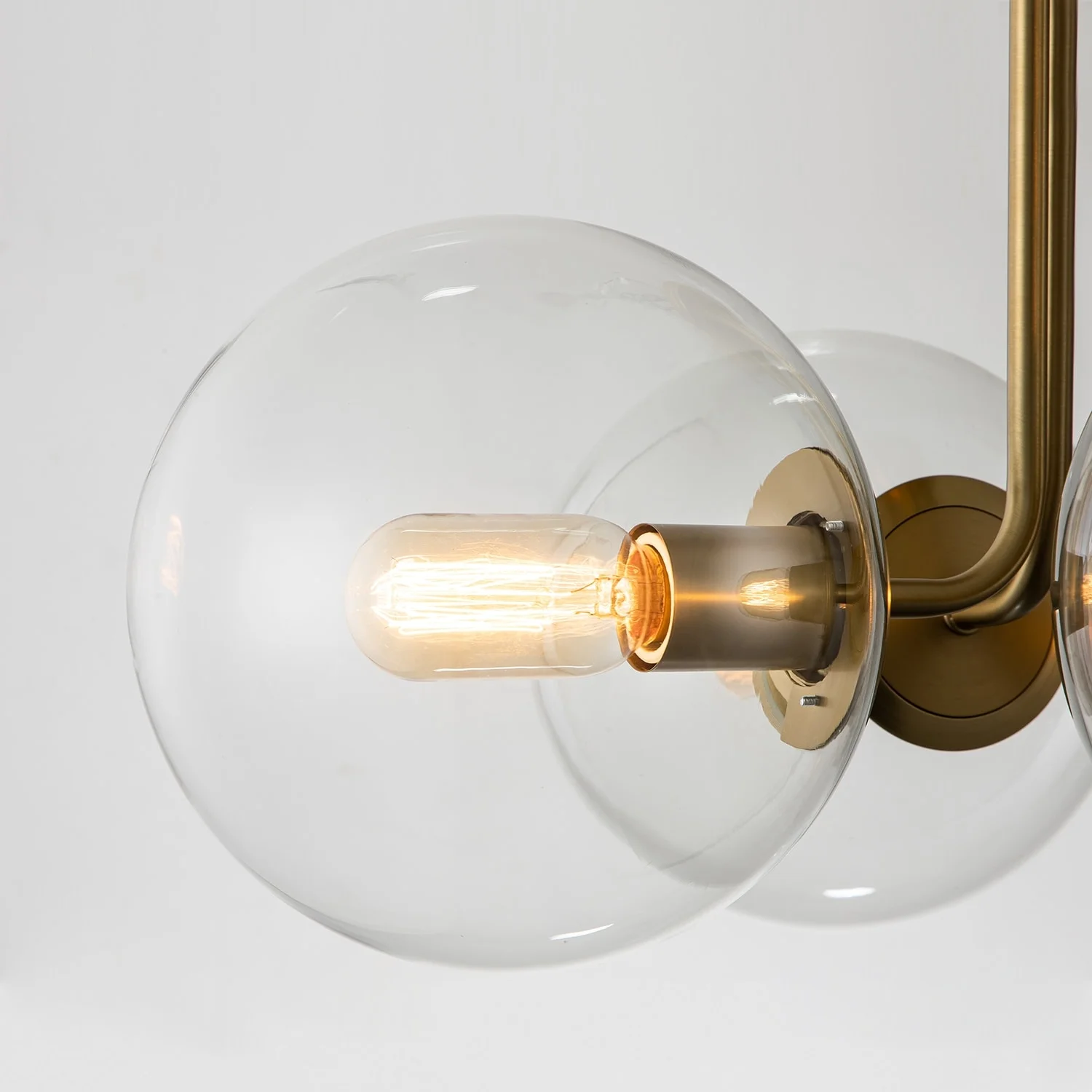 OYIPRO 3 - Light 22'' Modern Sputnik Globe Glass Semi Flush Mount Light Gold/Clear Glass