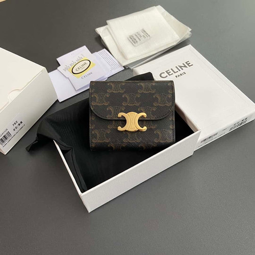 AAA+ Replica Celine Small Flap Wallet Triomphe Canvas