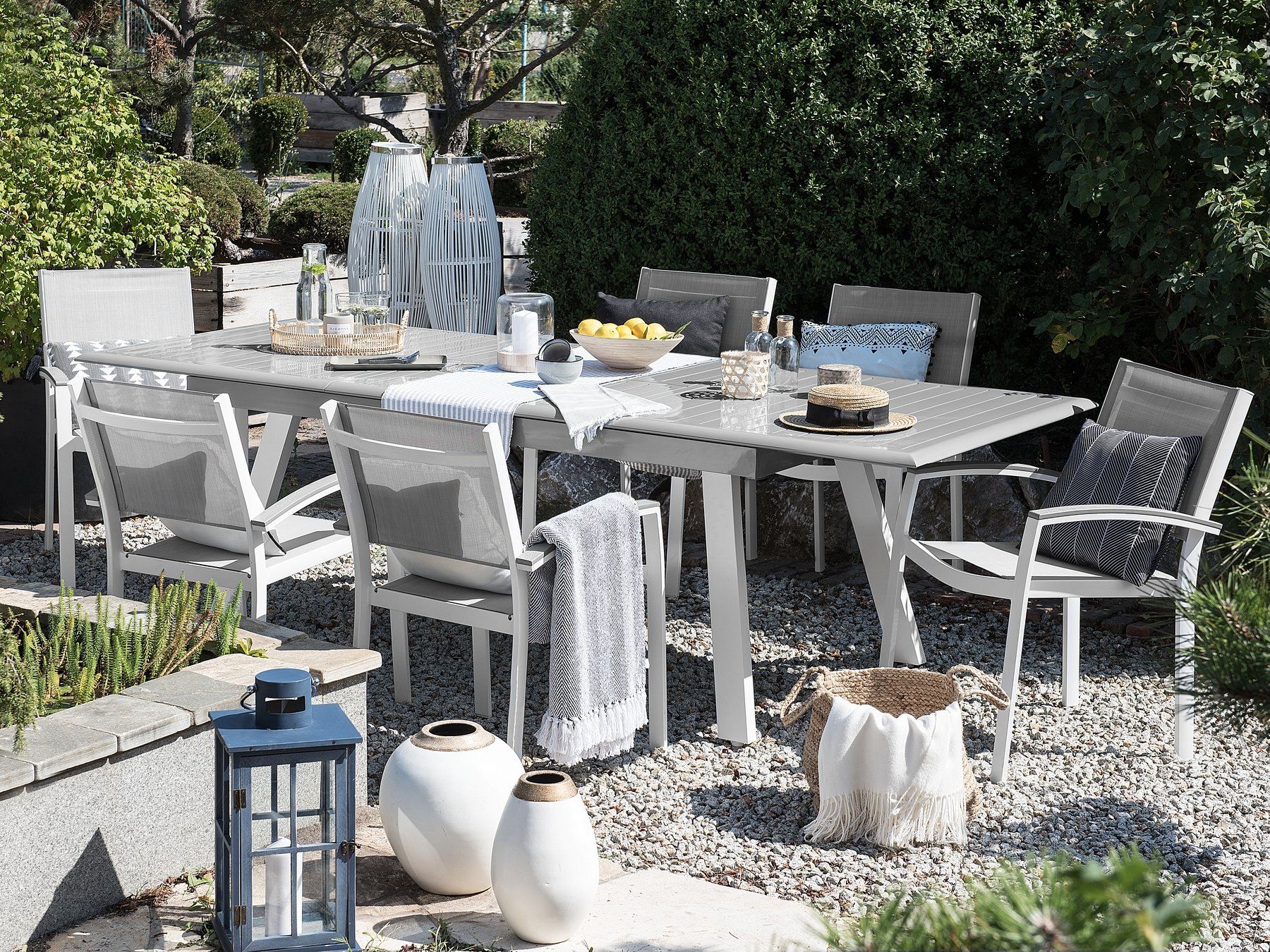 Extending Garden Dining Table PERETA 175/255 cm 100 cm Metal Light Grey