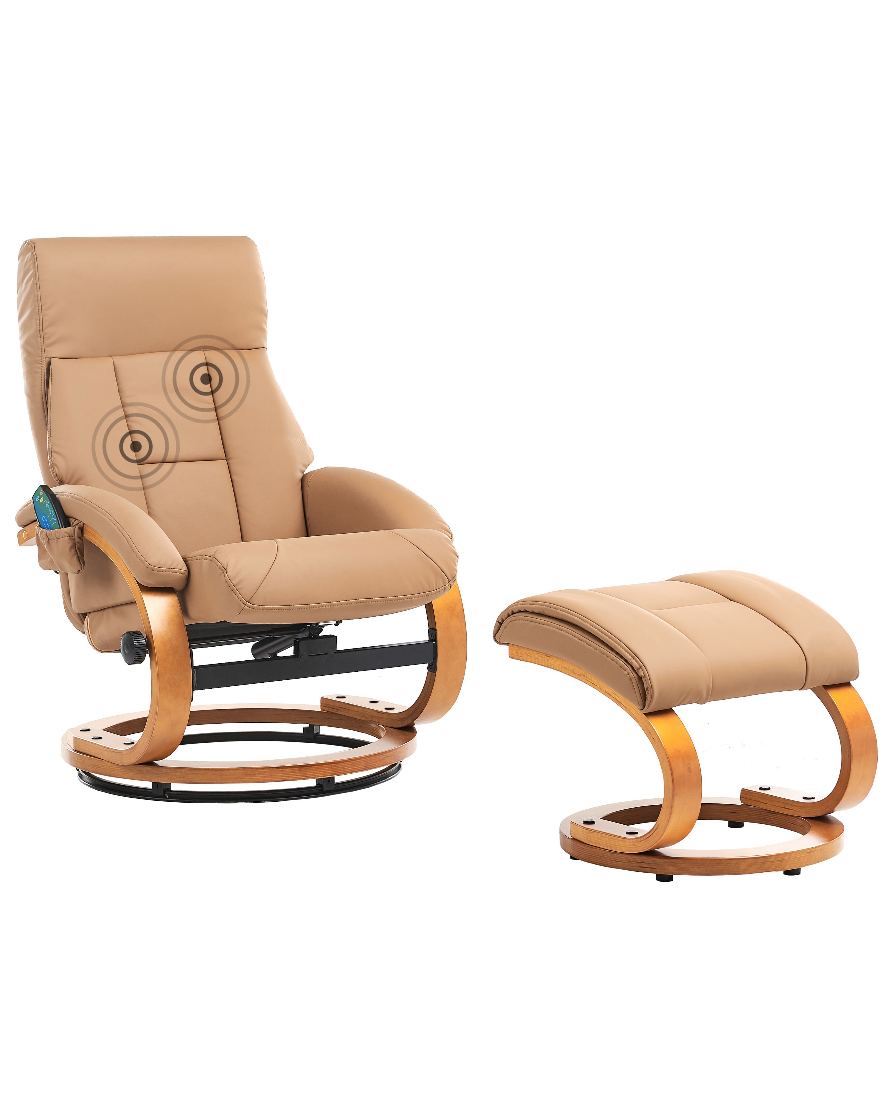 Massage Chair FORCE with Footstool Faux Leather Sand Beige