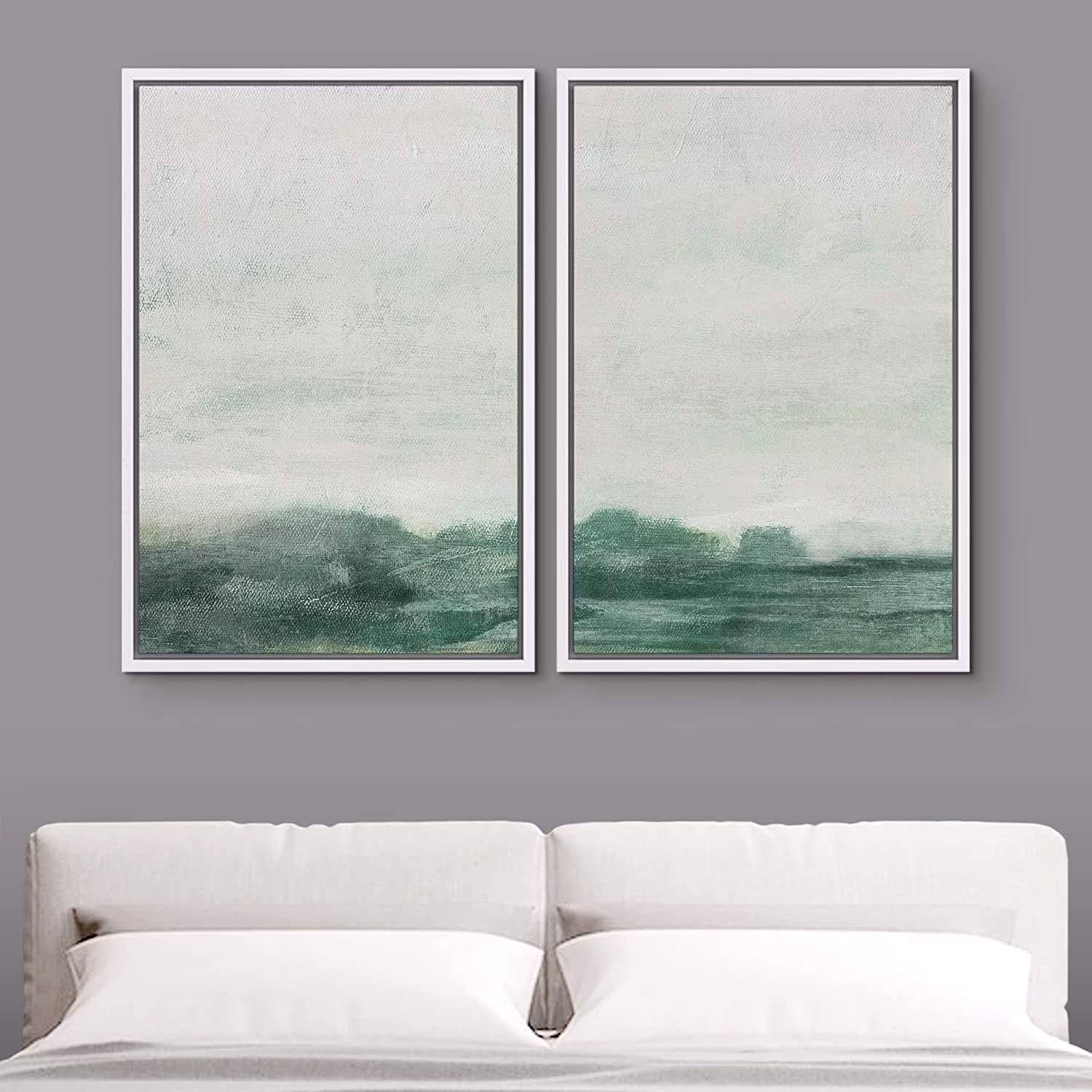 IDEA4WALL Framed Canvas Print Wall Art Set of 2 Watercolor Pastel Duotone Tan Landscape Abstract Modern Art Multicolor Contemporary Artwork for Bedroom, Office - 16"x24"x2 Panels Natural - Image 15