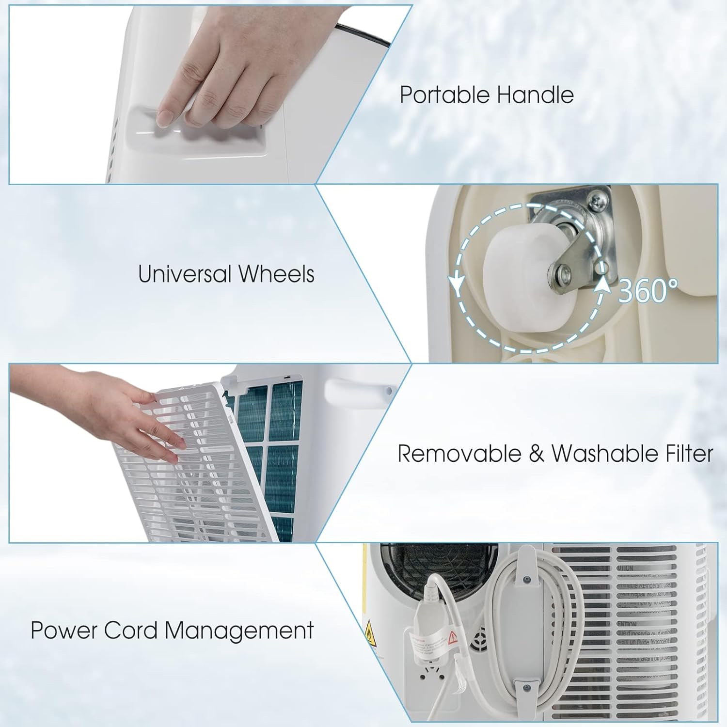 15000 BTU Portable Air Conditioner w/Heating, Dehumidifying, and Auto Swing Functions, APP/Remote Control, 24H Timer, with Window Installation Kit Included, Suitable for Spaces up to 800 Square Feet