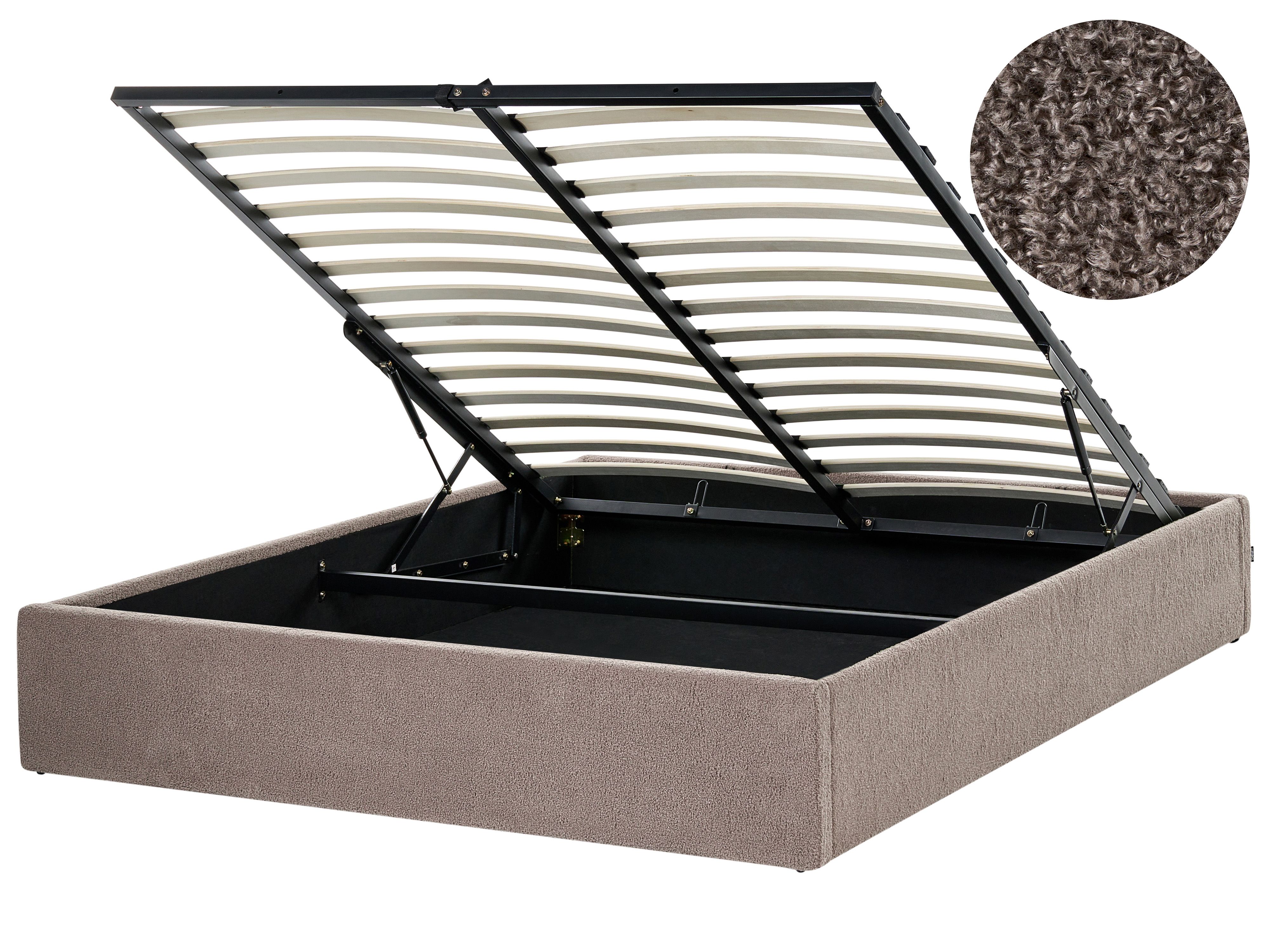 Ottoman Bed without Headboard Boucle DINAN 160 x 200 cm (EU King Size) Taupe