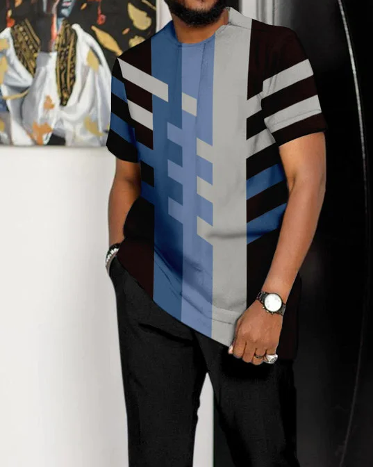 Men's Casual Colorblock Walking Suit-030