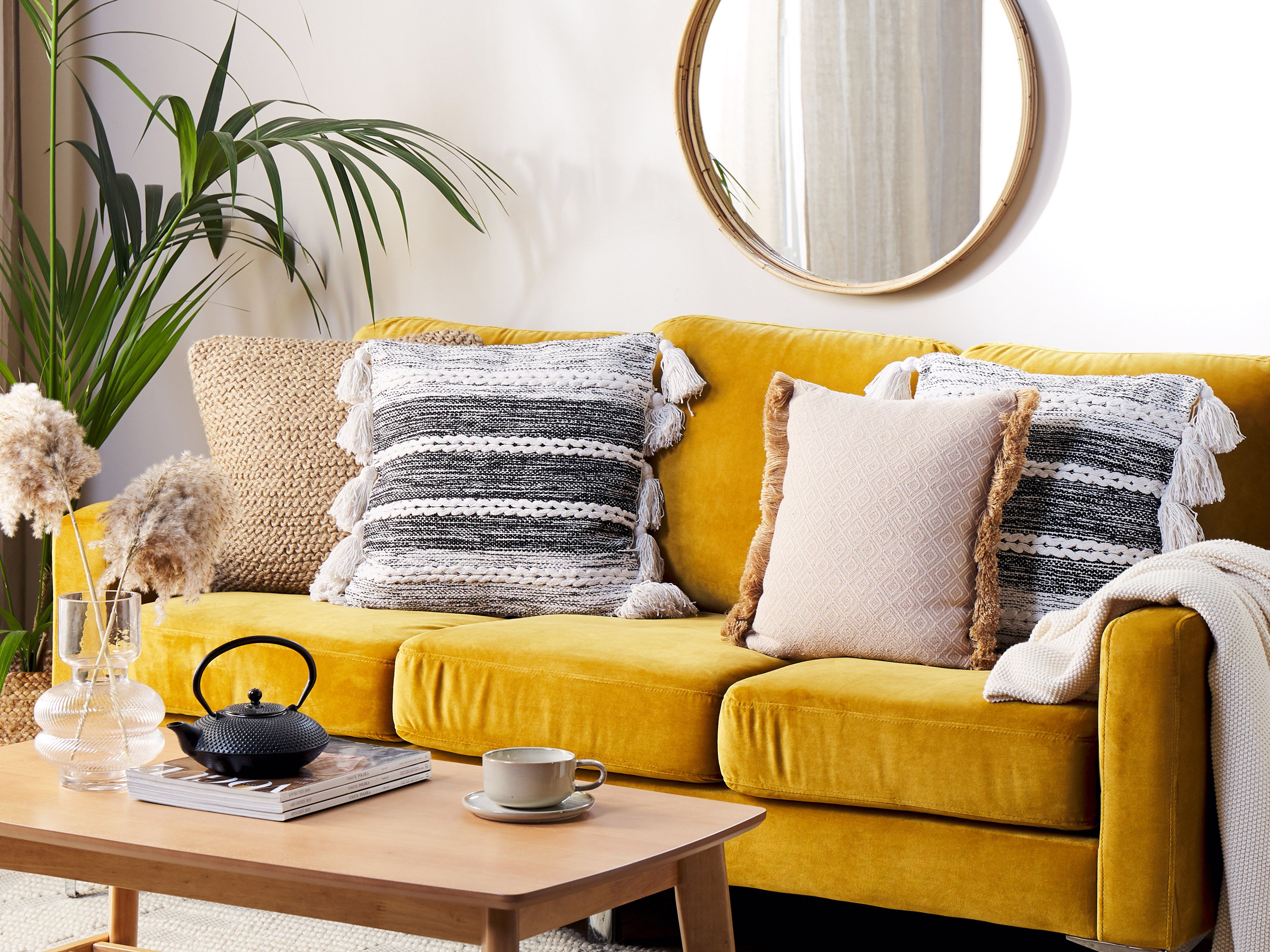 Throw Cushion ROCHEA Cotton 45 x 45 cm Black Striped