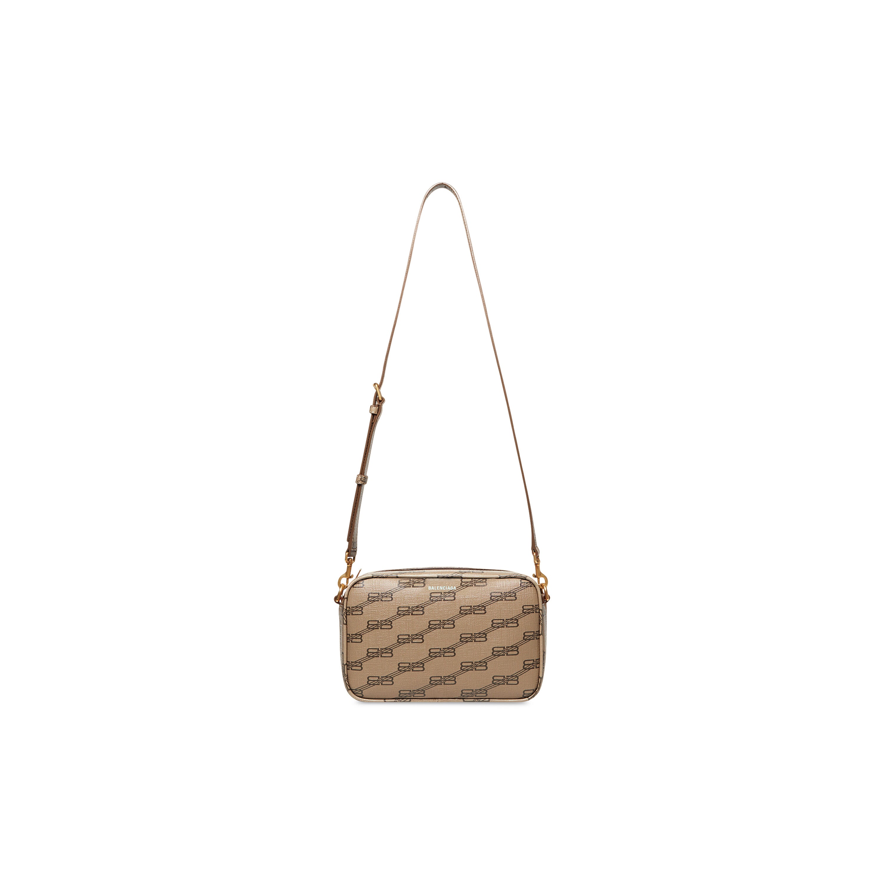 SIGNATURE MEDIUM CAMERA BAG BB MONOGRAM COATED CANVAS IN BEIGE - Replicaclubs