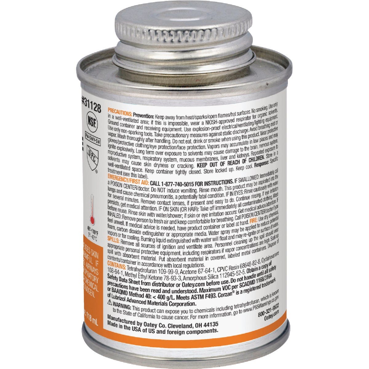Oatey 4 Oz. Medium Bodied Orange CPVC Cement