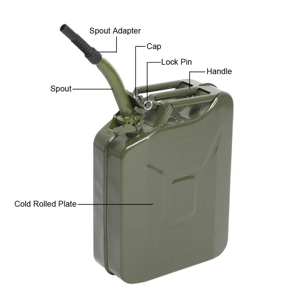 YUONAO 3-Pack 5 Gal (20L) Steel Gas Fuel Can �C Army Green Military-Grade Gasoline Container for Emergency, Outdoor, Off-Road, Camping - Image 3