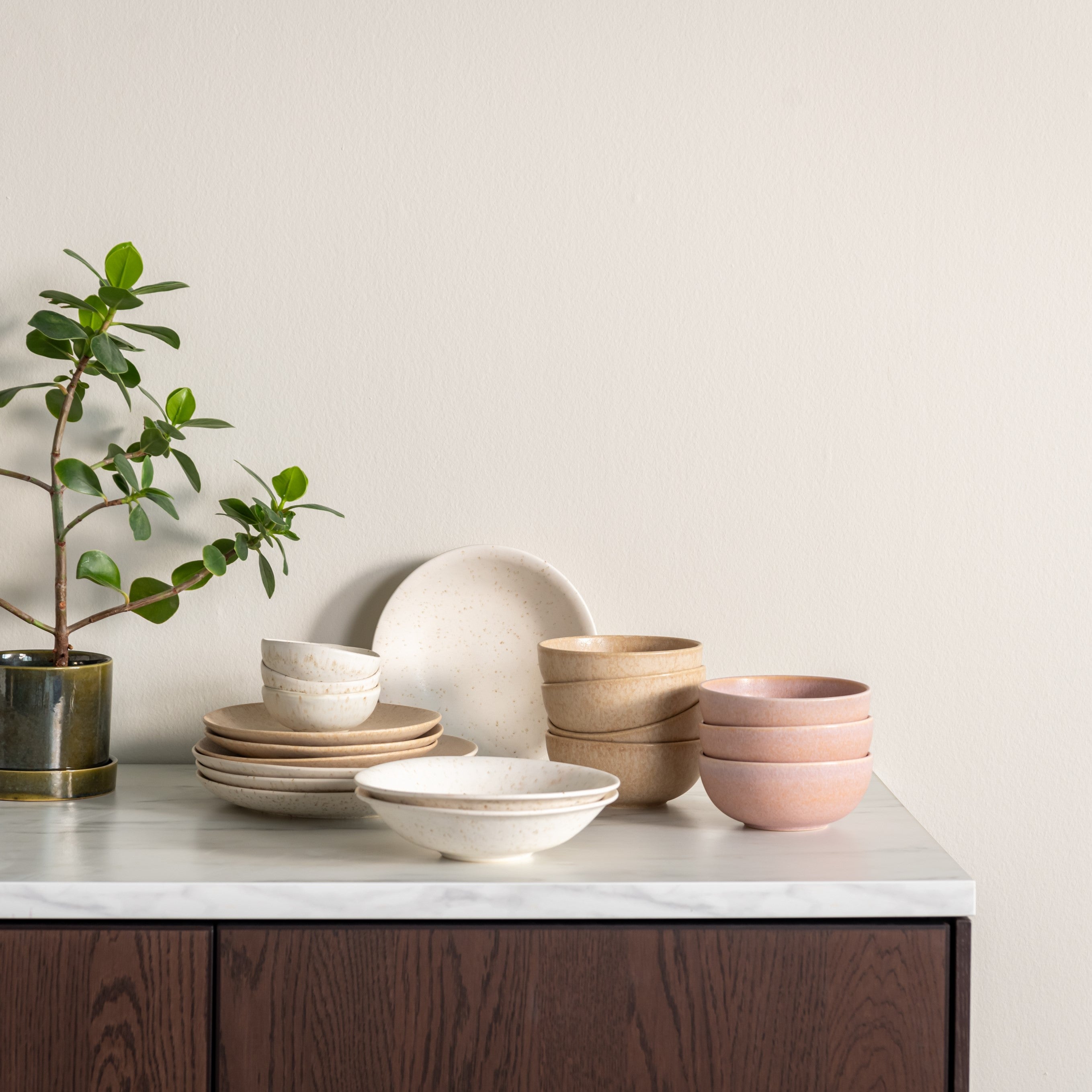 Blokker Mixed Ceramics Ontbijtborden 4st. - Ø 22 cm - Zand